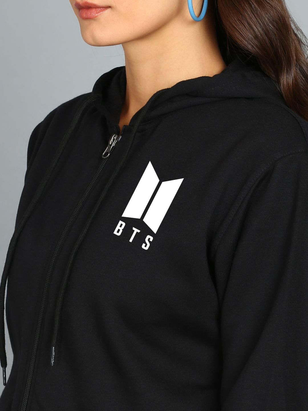Women's Cotton Full Zipper Sweatshirt Hoodies with Kangaroo Pocket Winter Wear Hooded Neck Sweatshirt