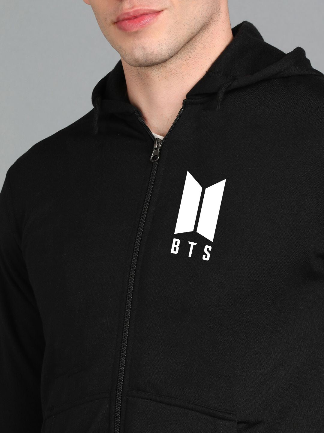 Printed Men Winter Full Sleeve Zipper Hooded Hoodie with 2 Kangaroo Pockets
