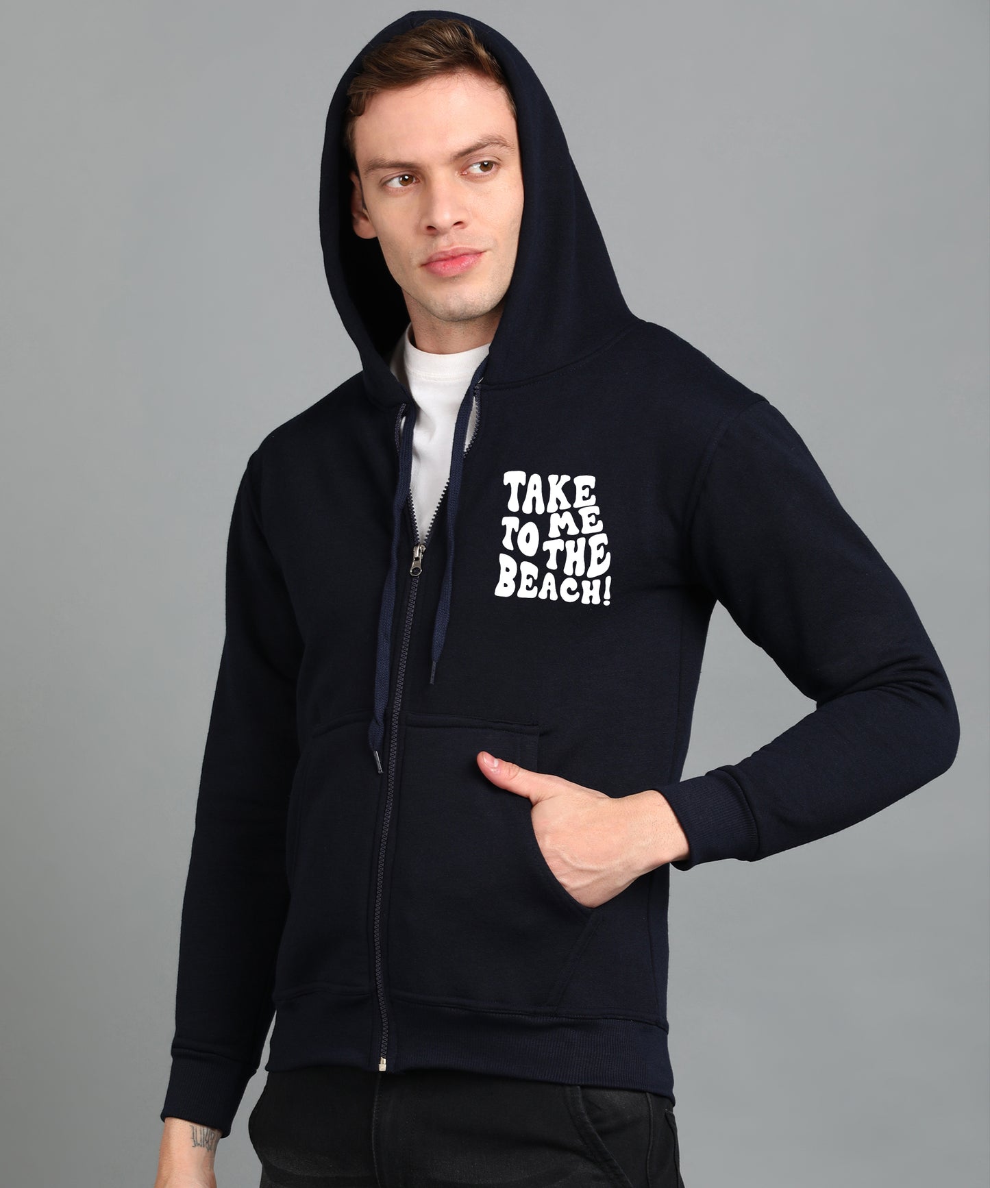 Take Me too The Beach Back Printed Women Hooded Hoodies with 2 Kangaroo Pockets