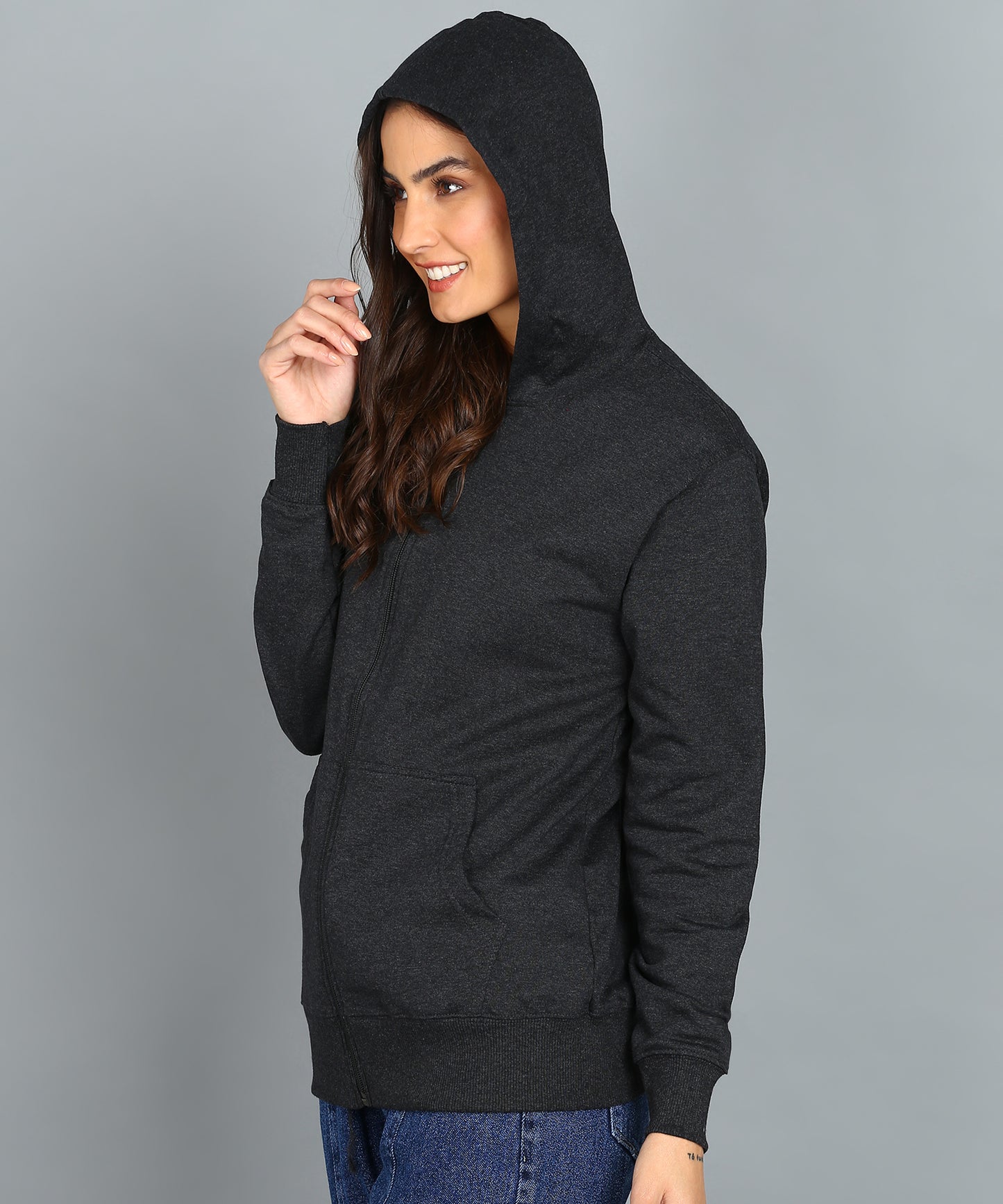 Women’s Plain Zipper Hooded Hoodie Stylish & Comfortable