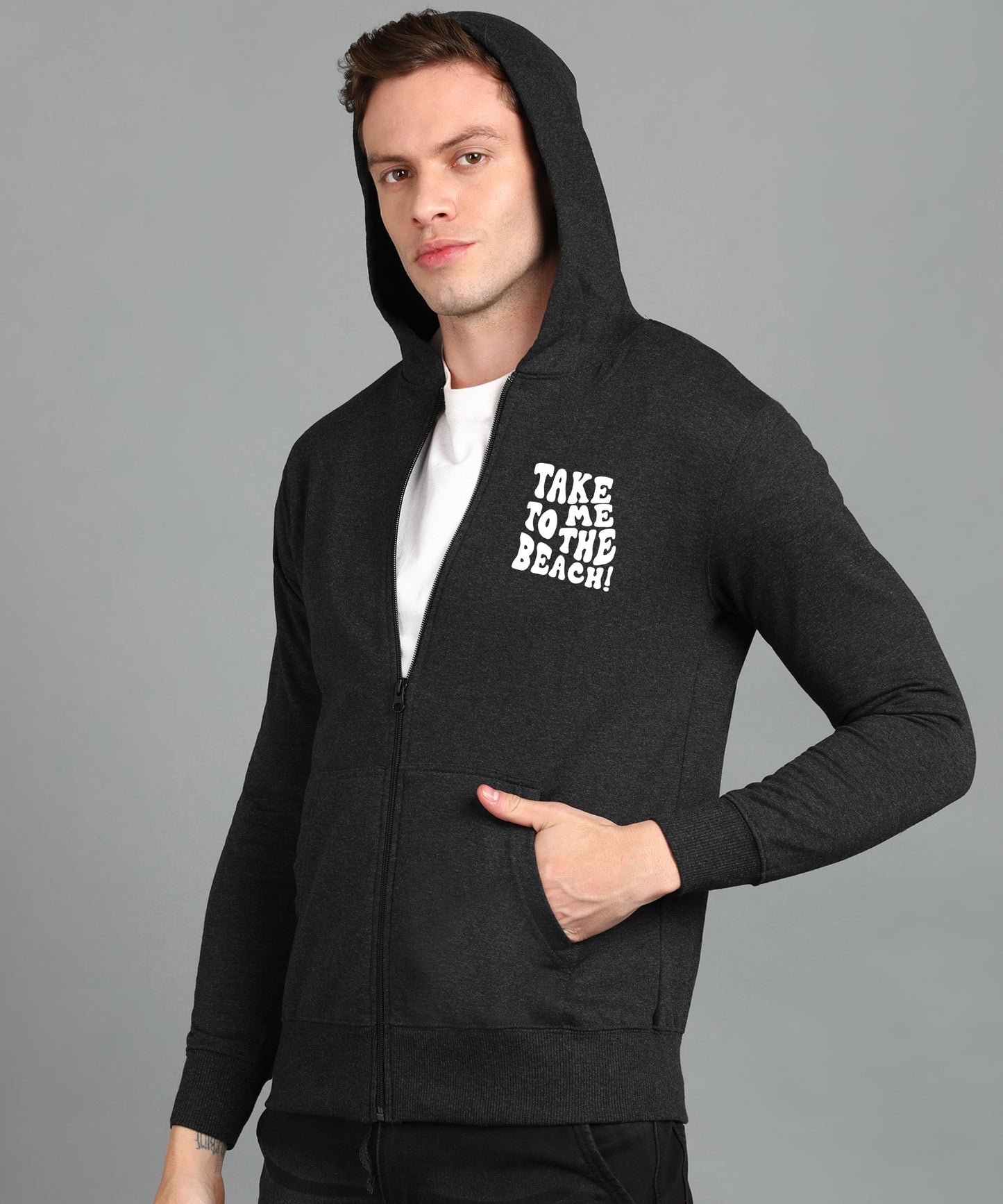 Take Me too The Beach Back Printed Women Hooded Hoodies with 2 Kangaroo Pockets
