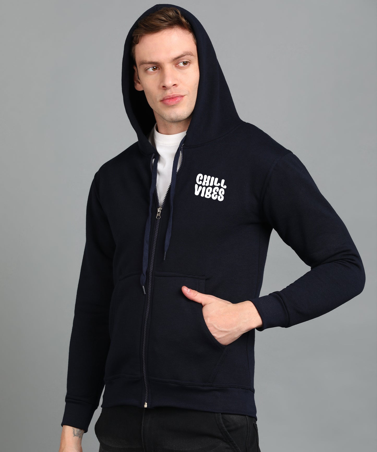 Chill Vibes Men’s Relaxed Fit Zipper Hooded Hoodie