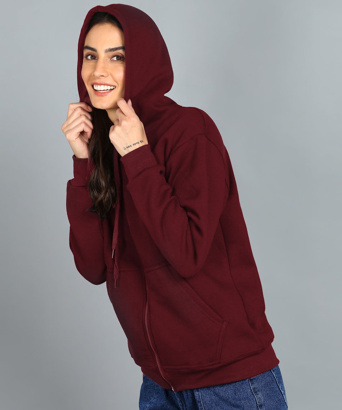 Women’s Plain Zipper Hooded Hoodie Stylish & Comfortable