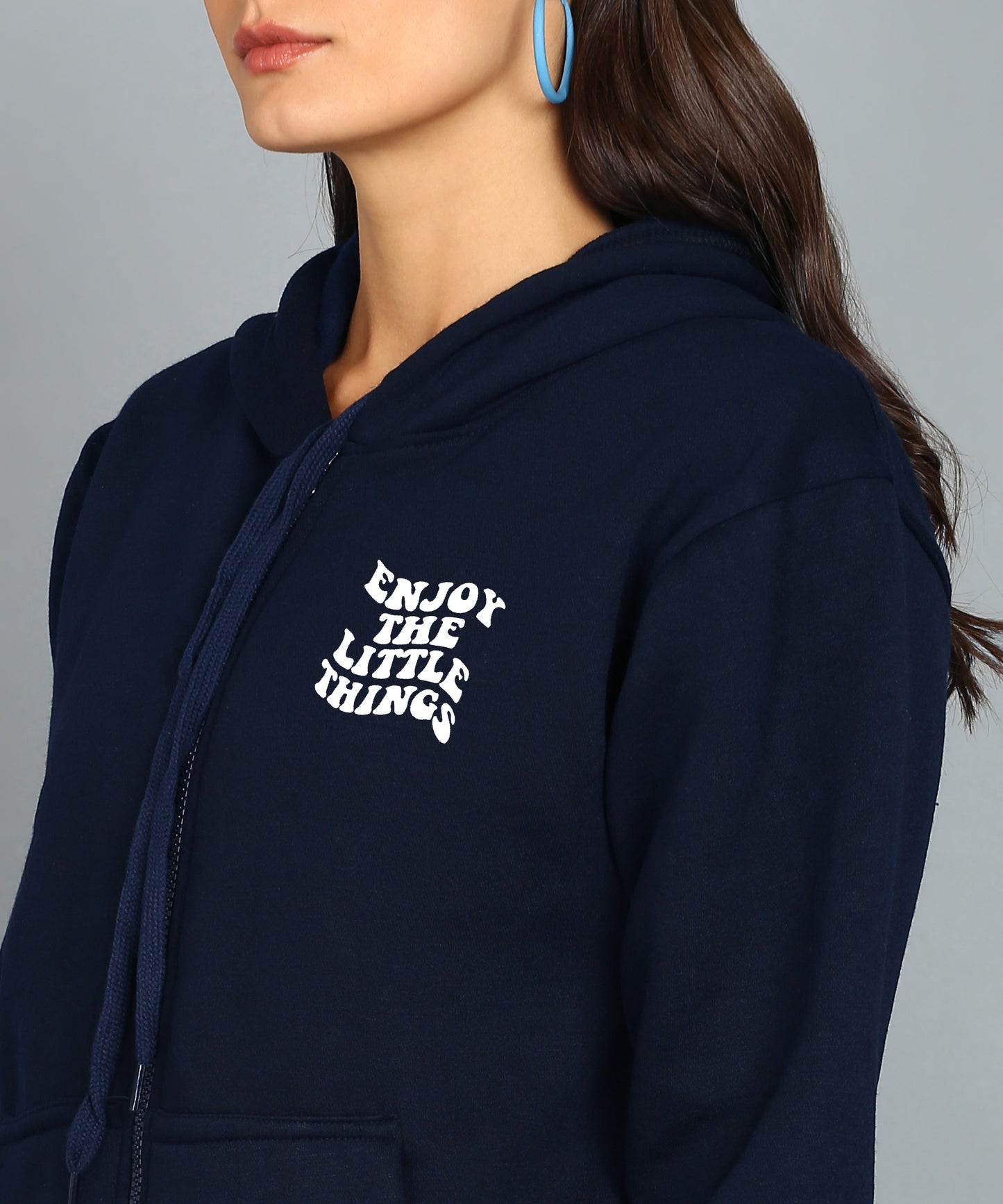 Enjoy the Little Things Zipper Hooded Hoodie for Women