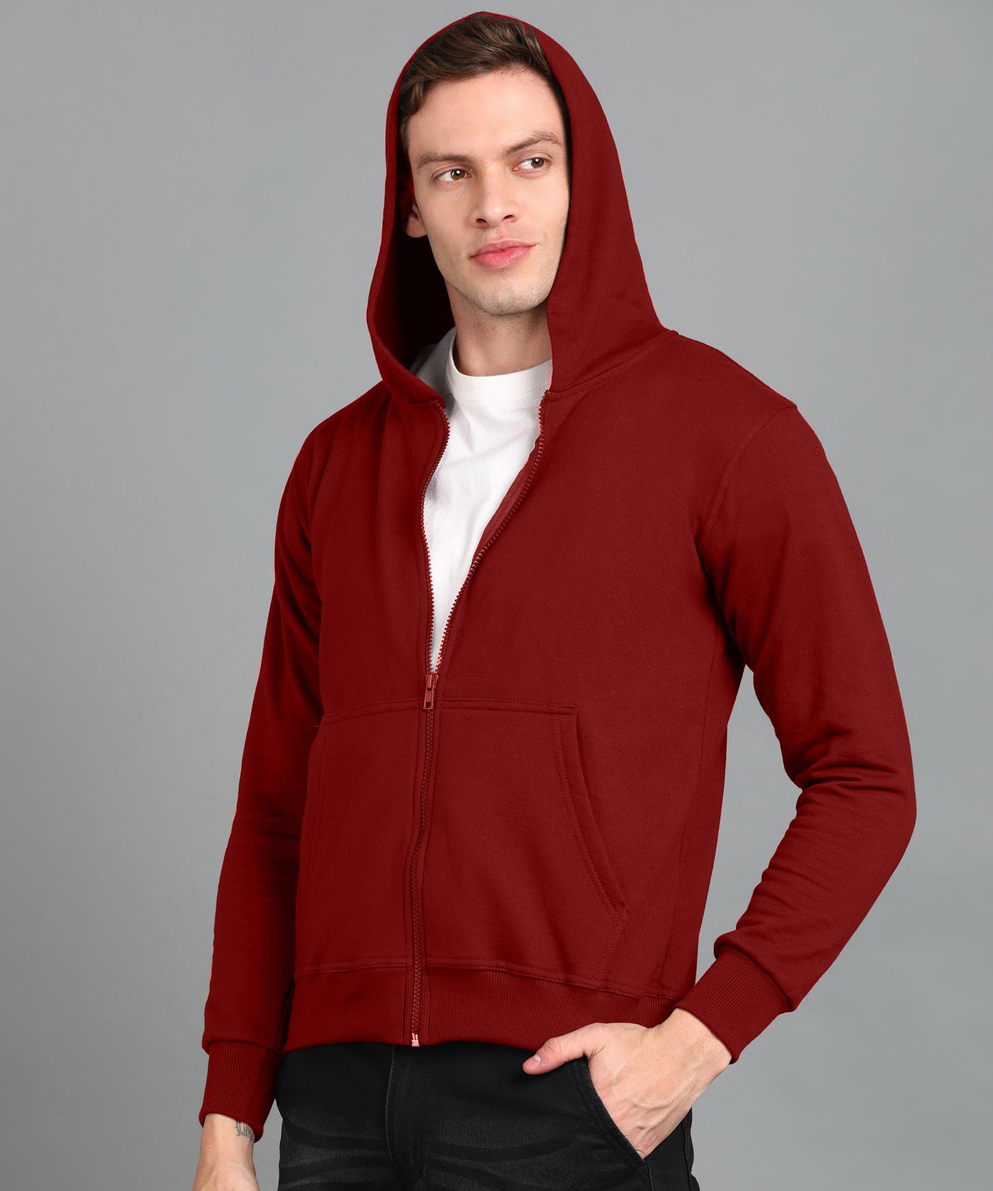 Men’s Plain Comfortable & Stylish Zipper Hooded Hoodie Sweatshirt