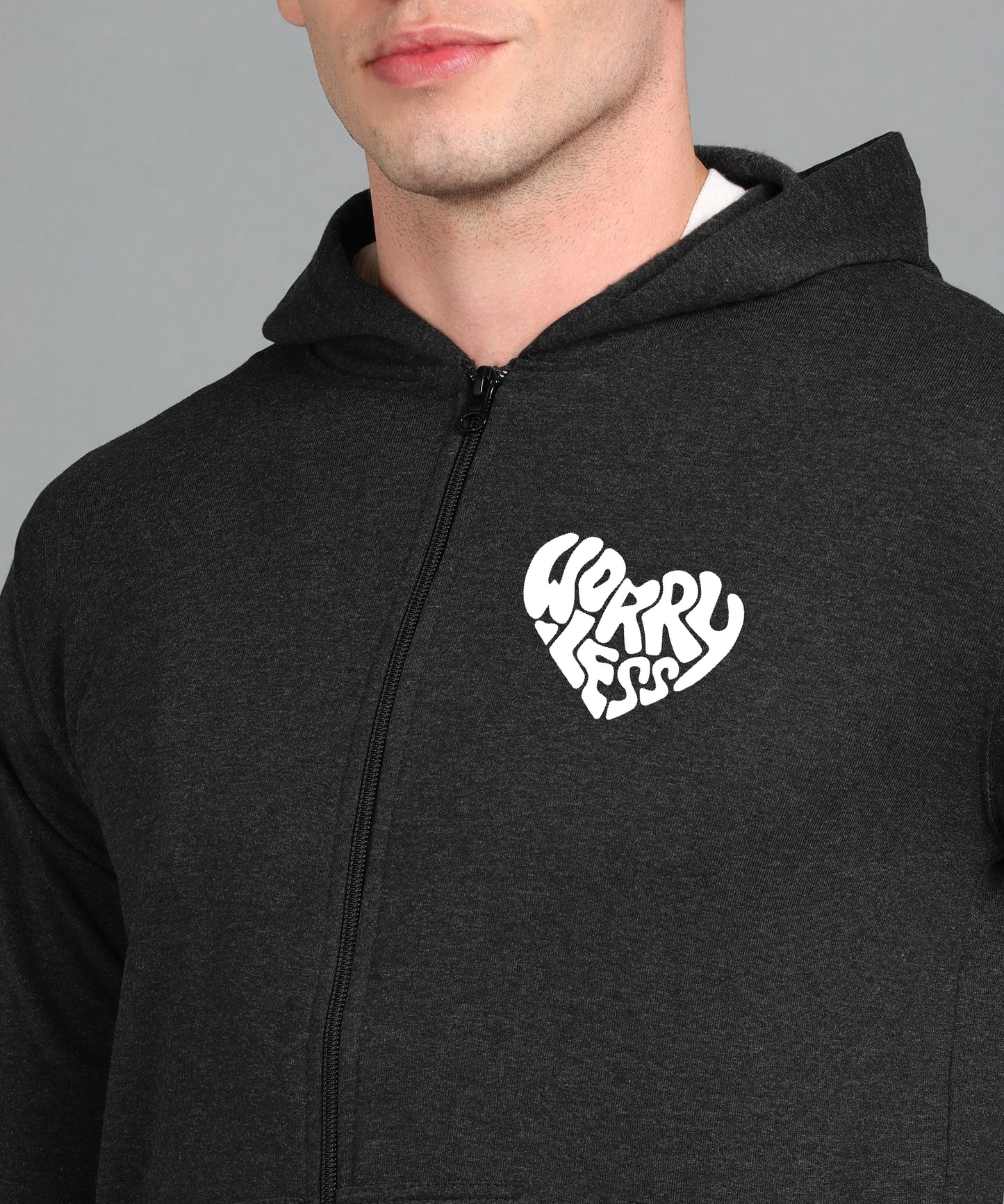 Worry Less Men’s Zipper Hooded Hoodie | Comfortable & Stylish Look