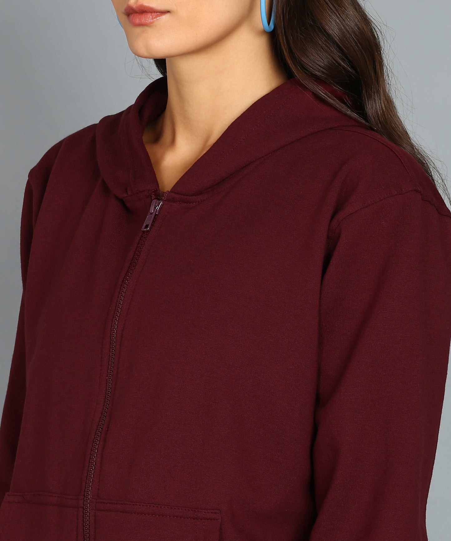Women’s Plain Zipper Hooded Hoodie Stylish & Comfortable
