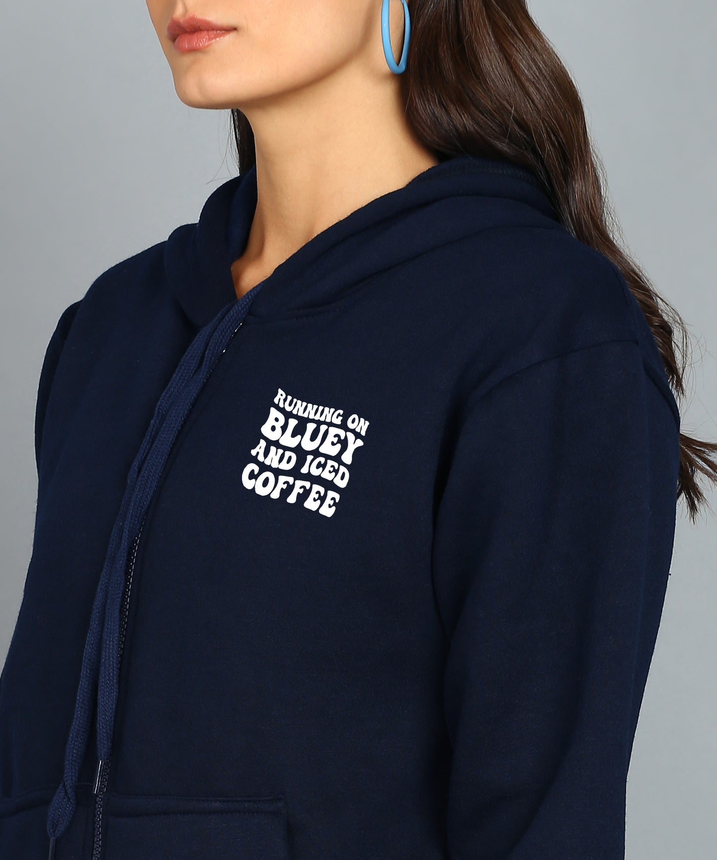 Running on Bluey and Iced Coffee Women’s Zipper Hooded Hoodie