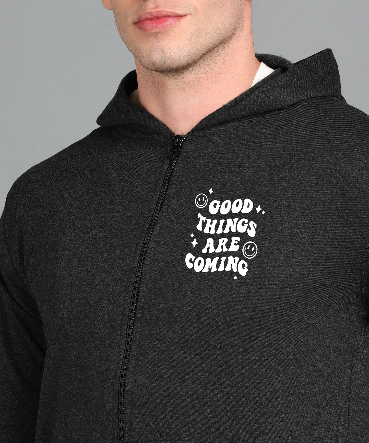 Good Things Are Coming Men's Zipper Hooded Hoodie