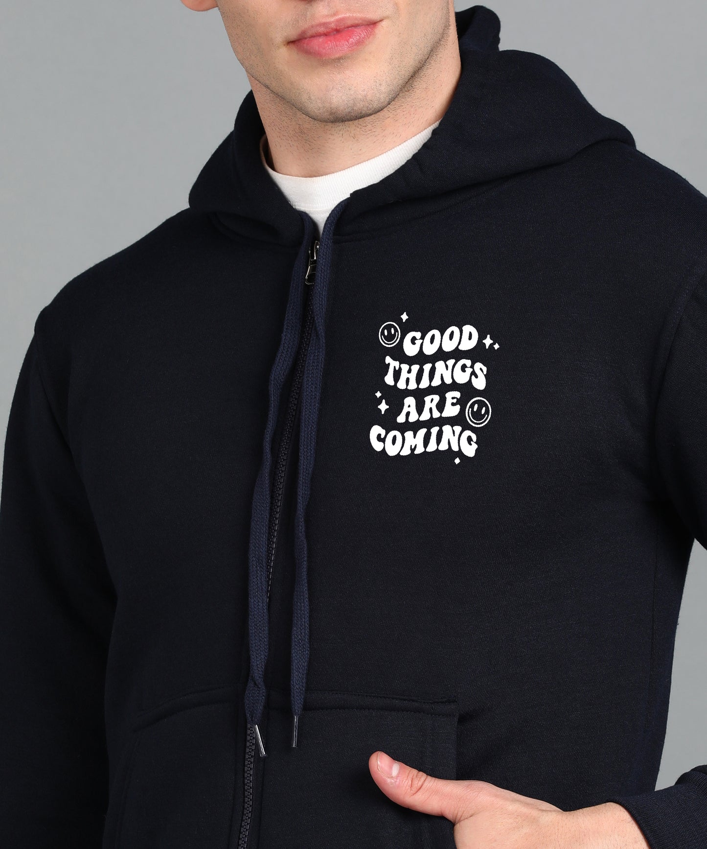 Good Things Are Coming Men's Zipper Hooded Hoodie