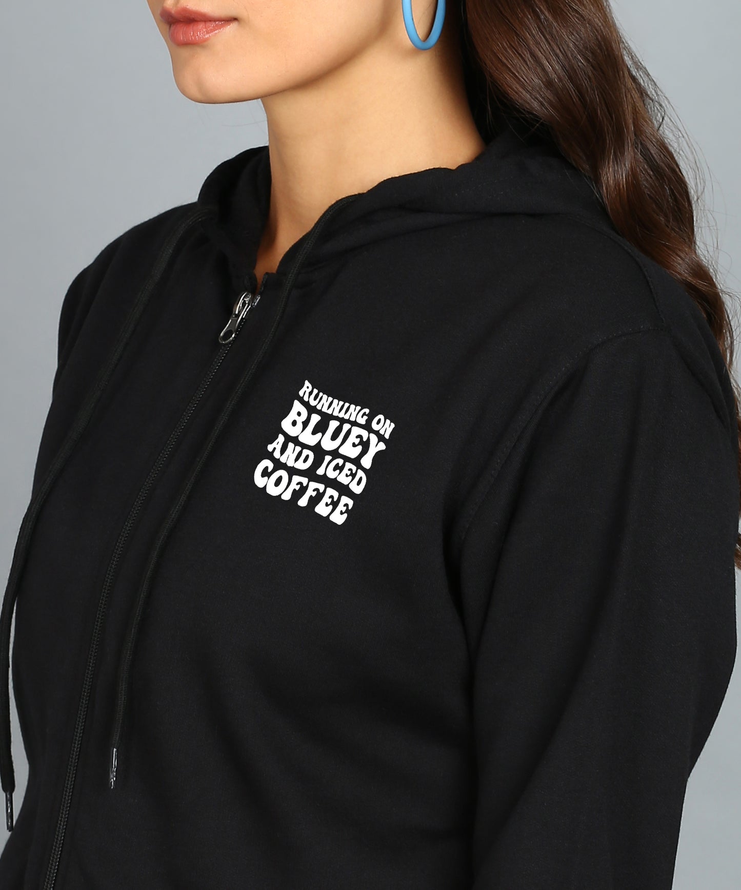 Running on Bluey and Iced Coffee Women’s Zipper Hooded Hoodie