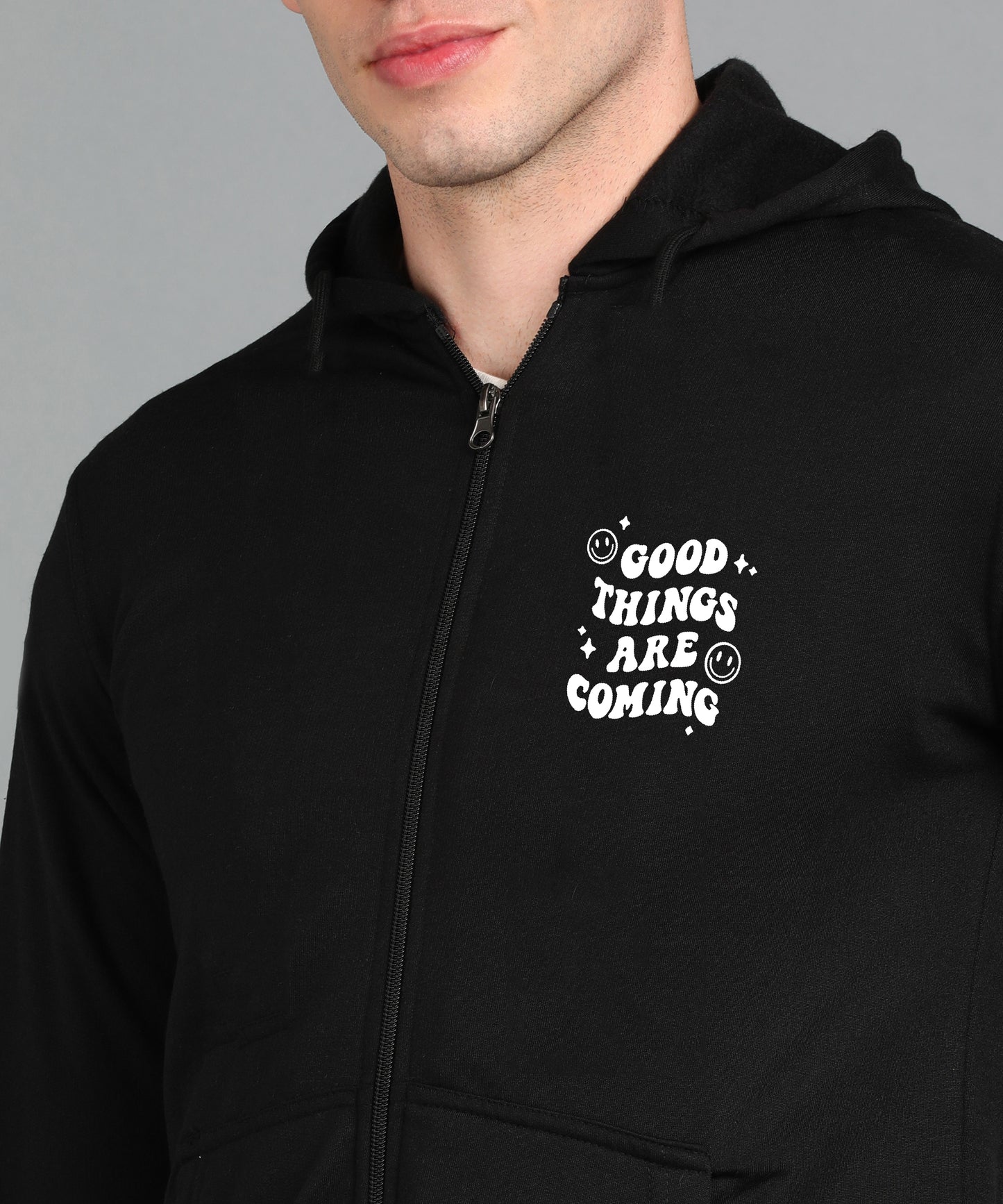 Good Things Are Coming Men's Zipper Hooded Hoodie