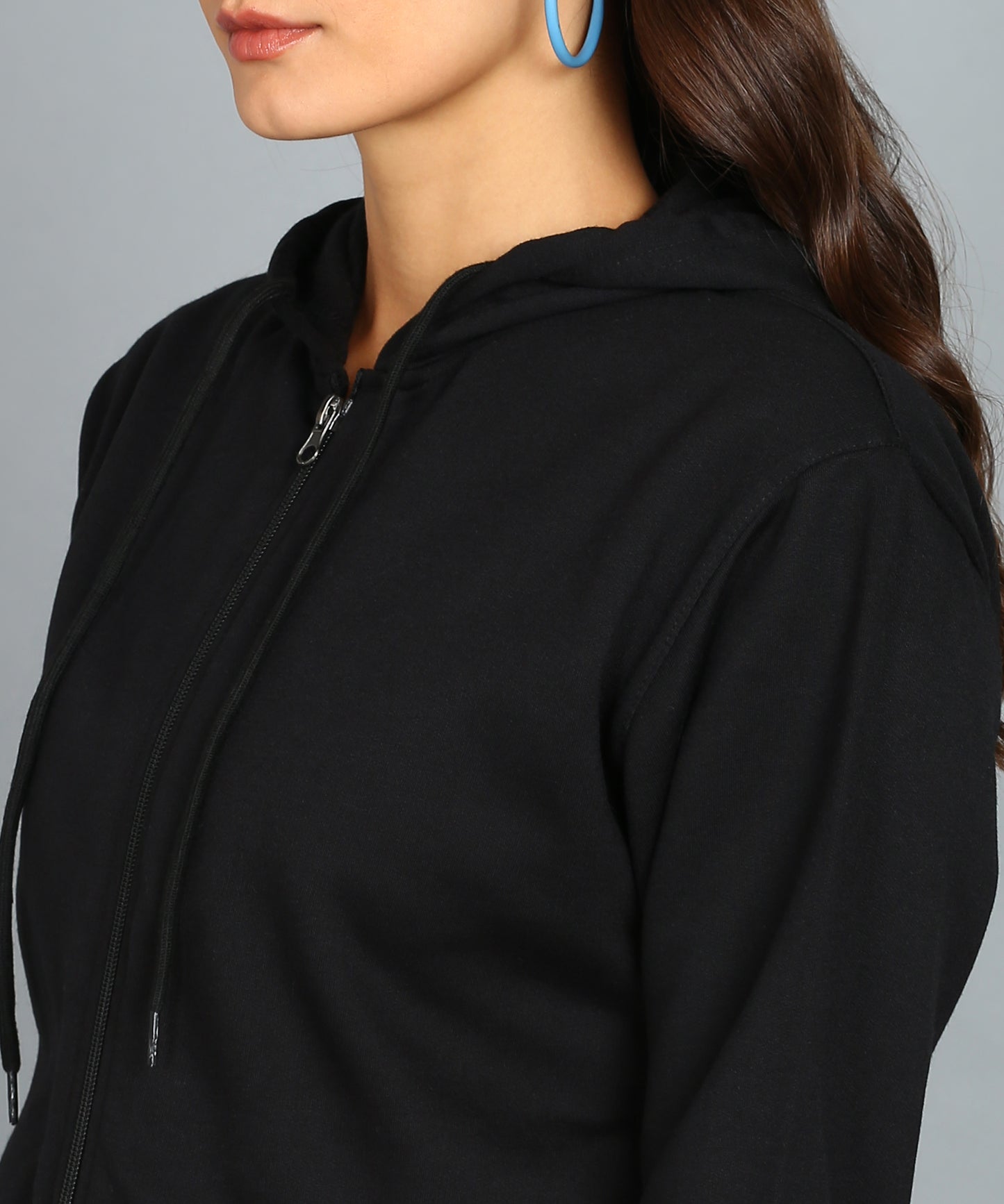 Women’s Plain Zipper Hooded Hoodie Stylish & Comfortable