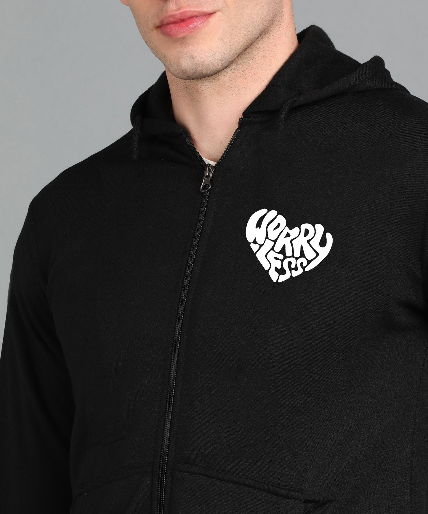 Worry Less Men’s Zipper Hooded Hoodie | Comfortable & Stylish Look