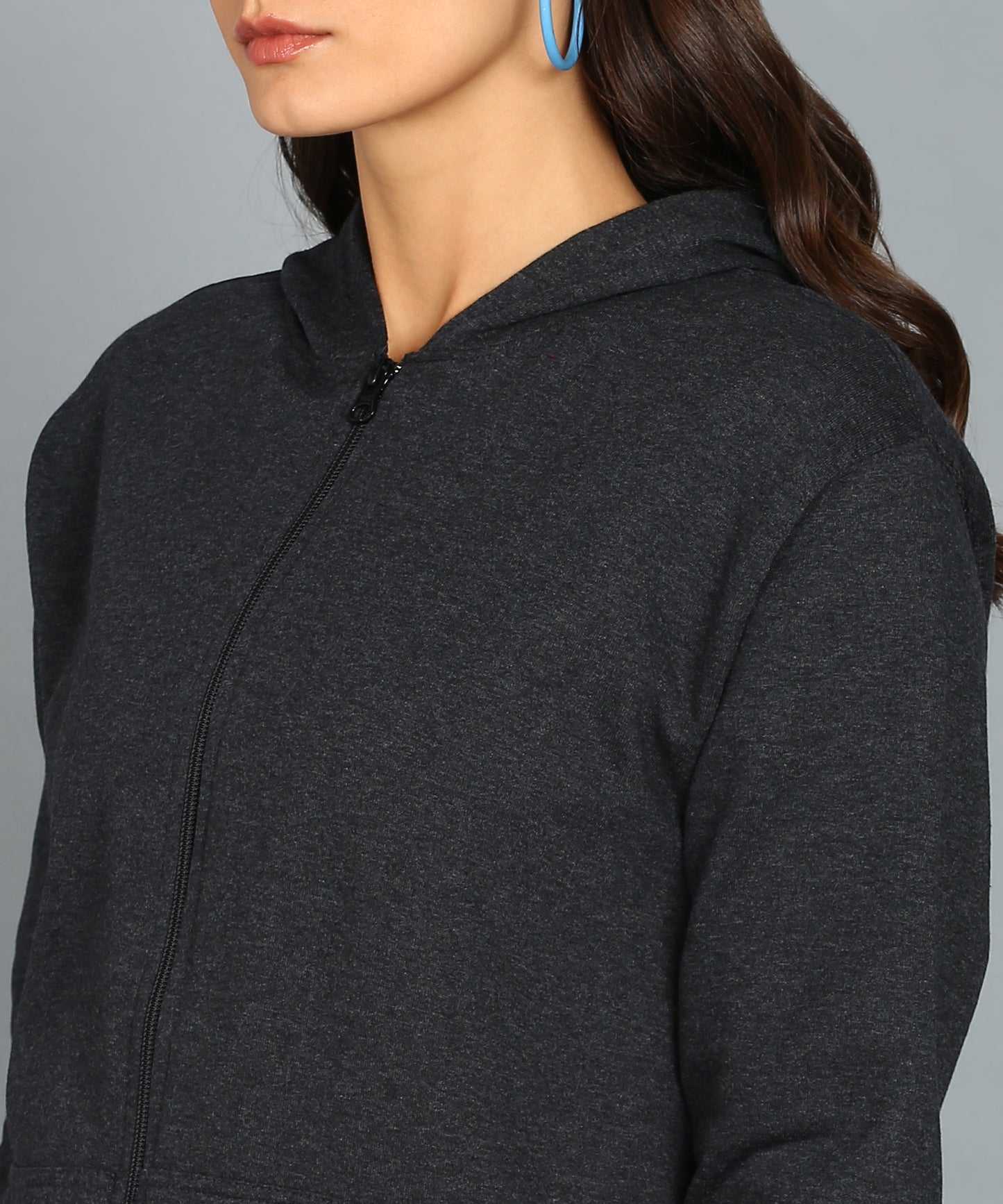 Women’s Plain Zipper Hooded Hoodie Stylish & Comfortable
