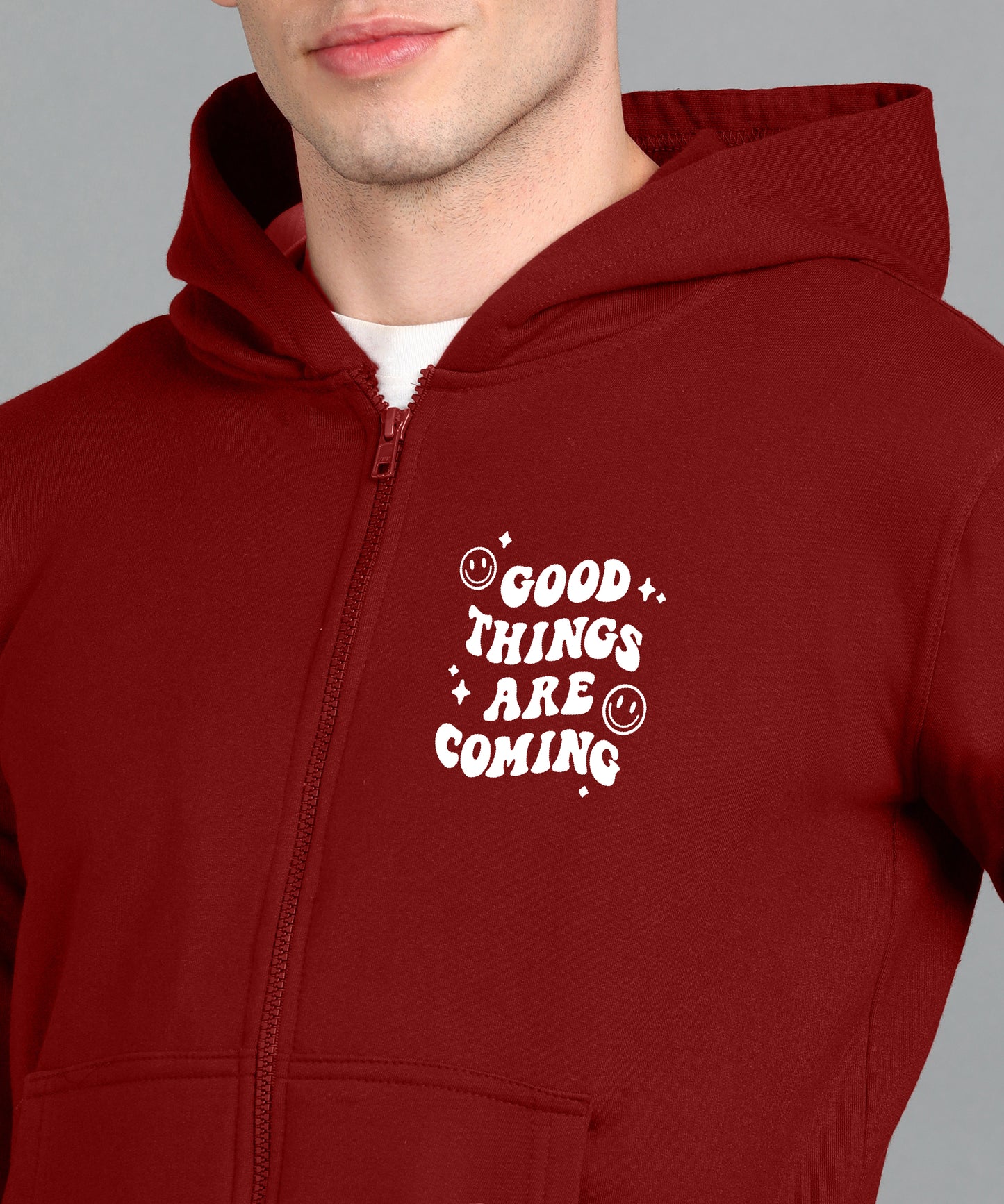 Good Things Are Coming Men's Zipper Hooded Hoodie
