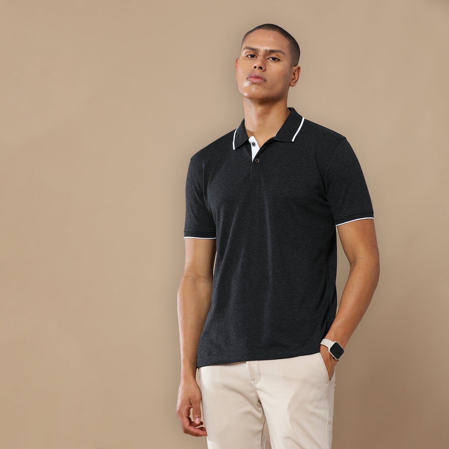 Charcoal Melange Eco-Friendly Men’s Casual Wear Sustainable Polo T-Shirt