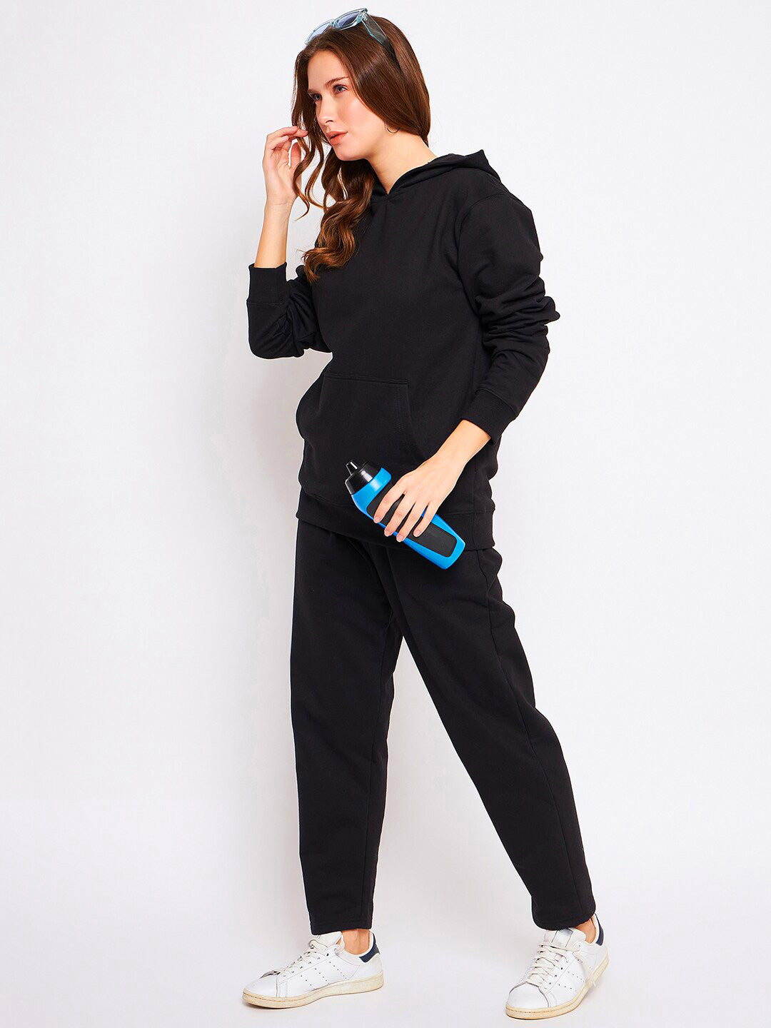 Women Plain Solid Pullover Hooded Hoodie Sweatshirt with 2 Kangaroo Pockets