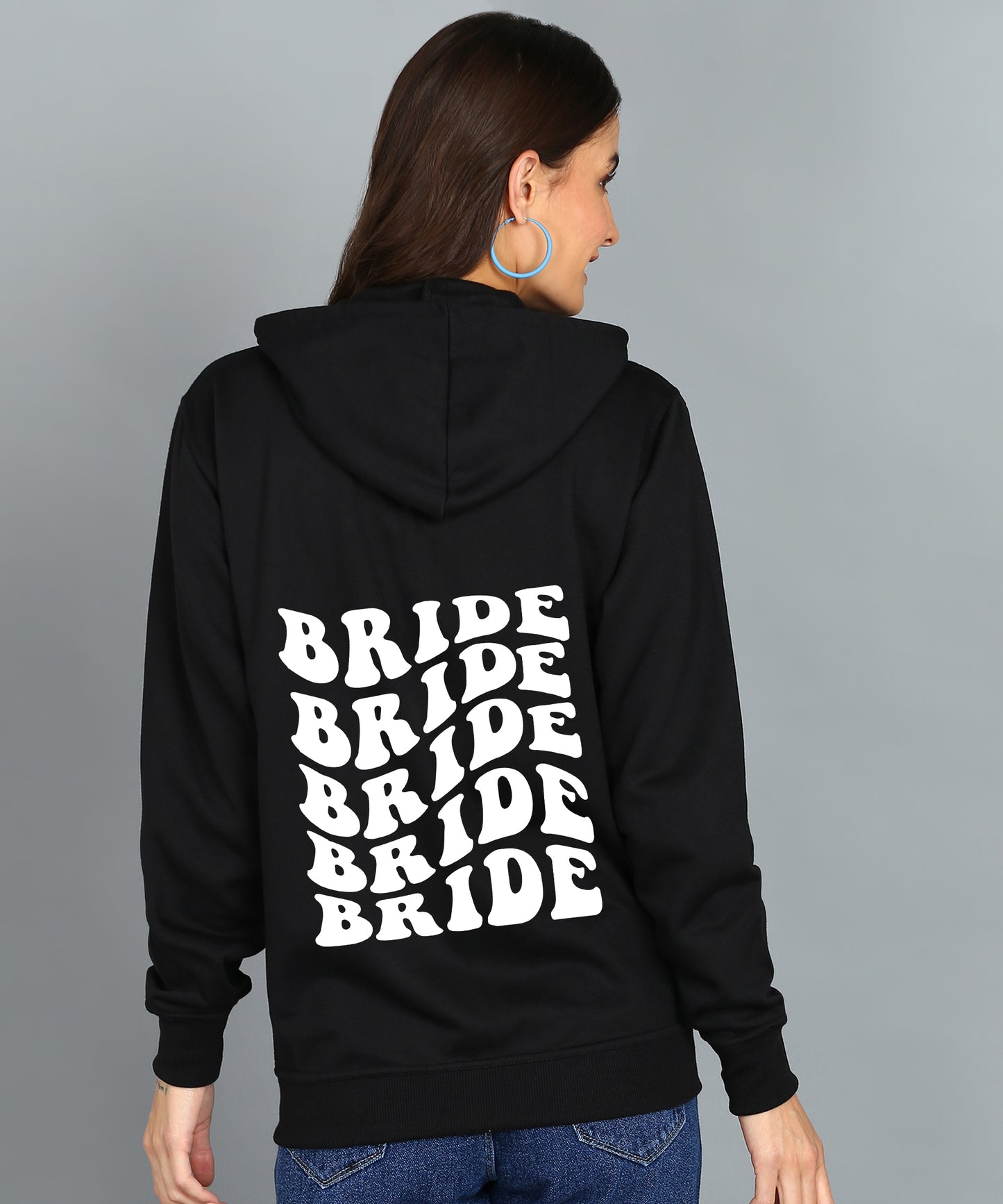 Back Printed Women's Cotton Full Zipper Sweatshirt Hoodies with Kangaroo Pocket Winter Wear Hooded Neck Sweatshirt