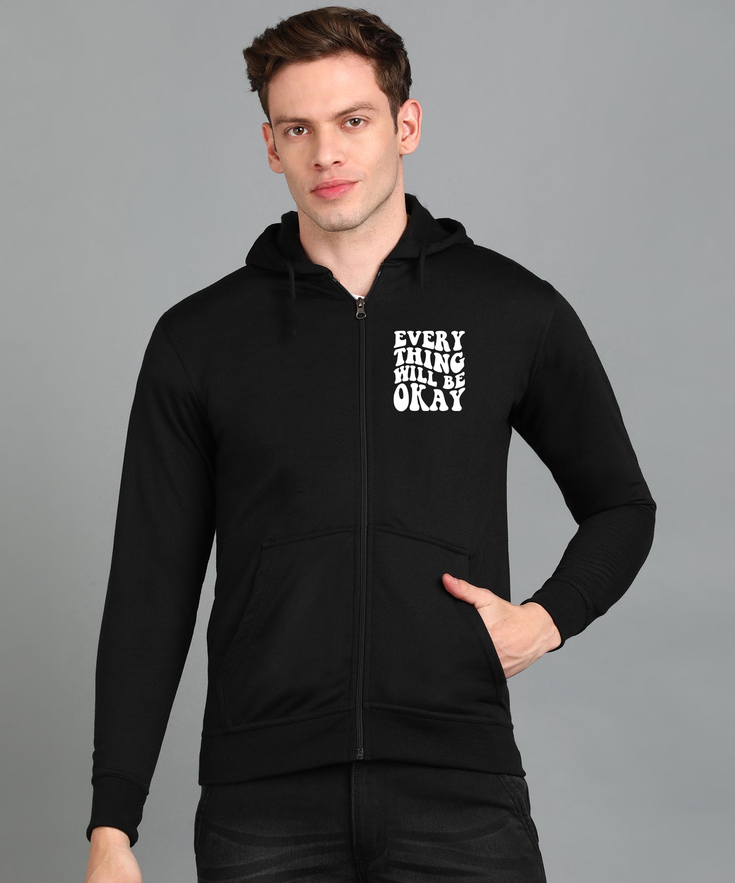 Everything Will Be Okay Men's Zipper Hoodie | Comfortable & Stylish
