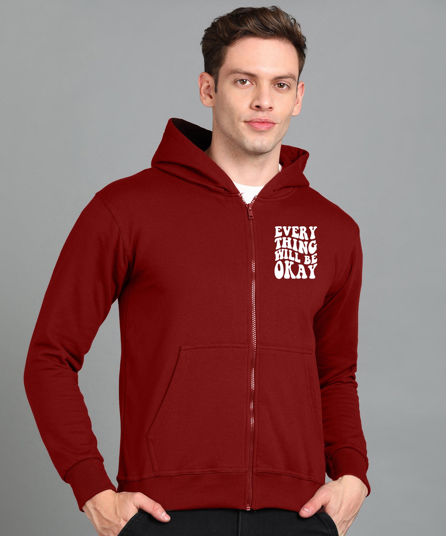 Everything Will Be Okay Men's Zipper Hoodie | Comfortable & Stylish