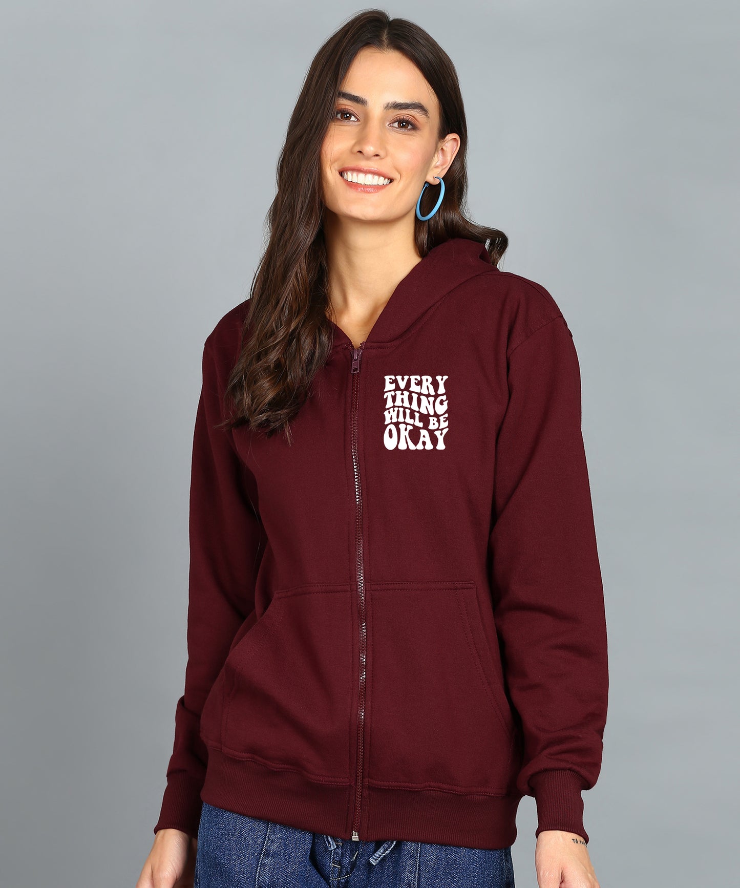 Everything Will Be Okay Women’s Zipper Cozy & Stylish Hoodie
