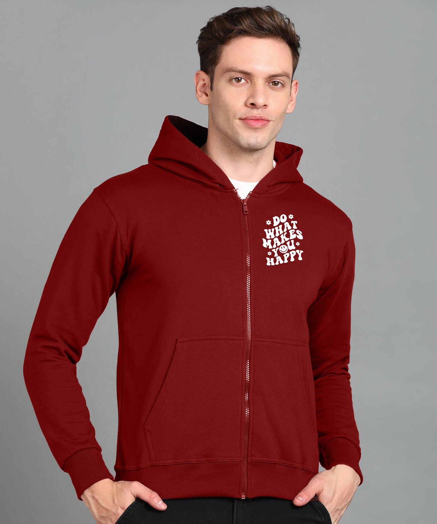 Do What Makes You Happy Men's Zipper Hooded Hoodie