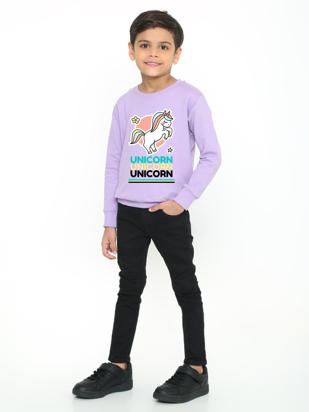 Kids Boys Unicorn Rainbow Graphic Sweatshirt – Stylish & Cozy