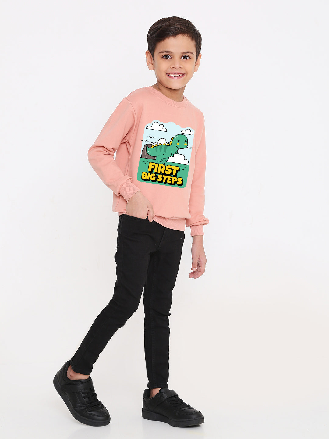Kids Boys Dinosaur First Big Steps Graphic Sweatshirt