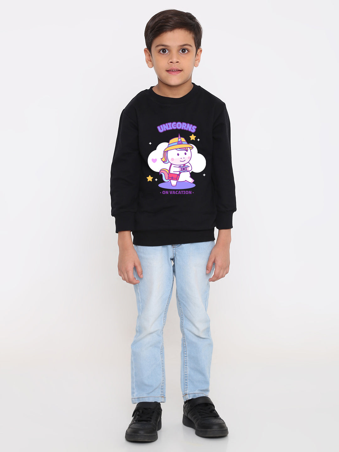 Kids Boys Unicorns on Vacation Graphic Sweatshirt