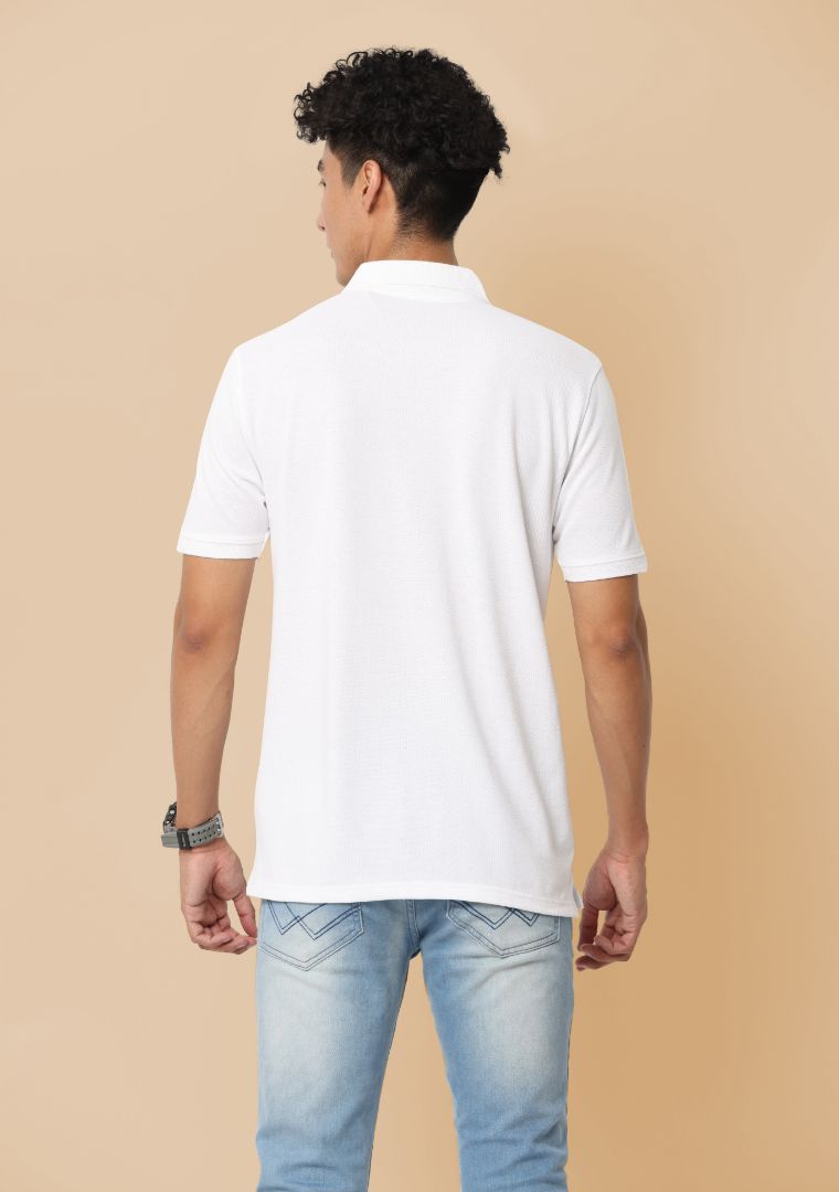 Sustainable White Premium Polo T-Shirt for Men | Eco-Friendly Stylish Casual Wear