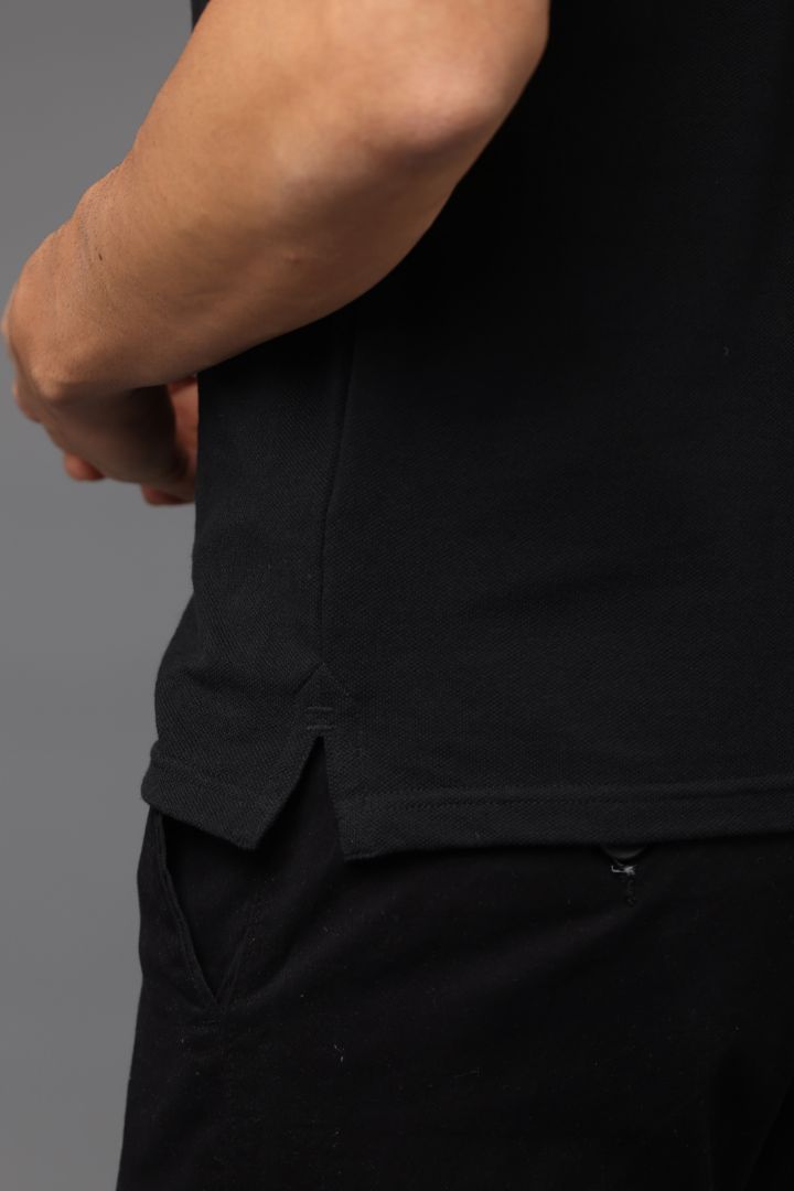 Sustainable Black Men's Premium Polo T-Shirt | Eco-Friendly Stylish Casual Wear