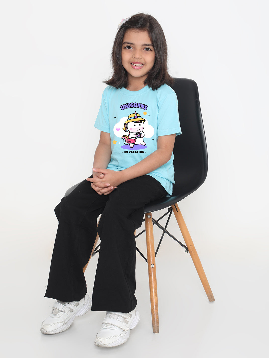 Kids Unicorn on Vacation T-shirt for Girls