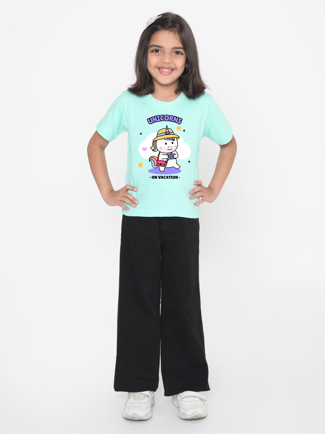 Kids Unicorn on Vacation T-shirt for Girls