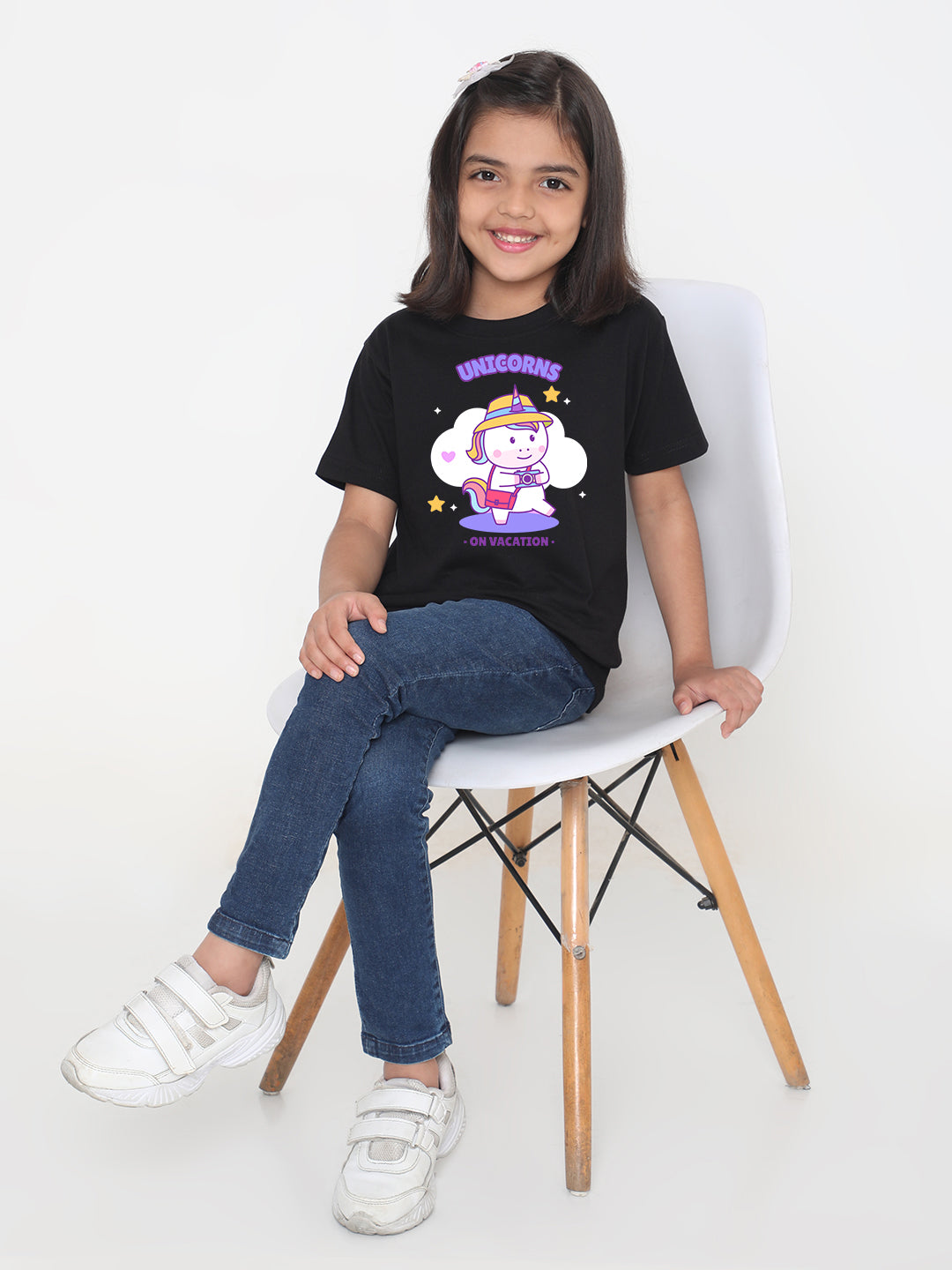 Kids Unicorn on Vacation T-shirt for Girls