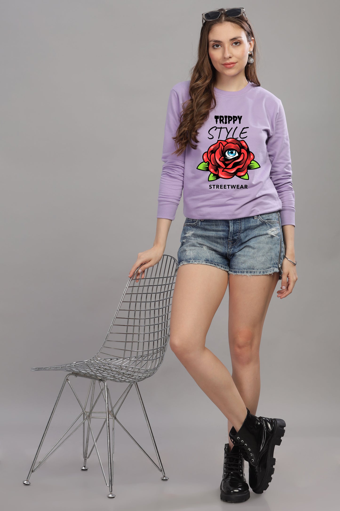 Women’s Cozy & Stylish Full Sleeve Pastel Colour Printed Sweatshirt