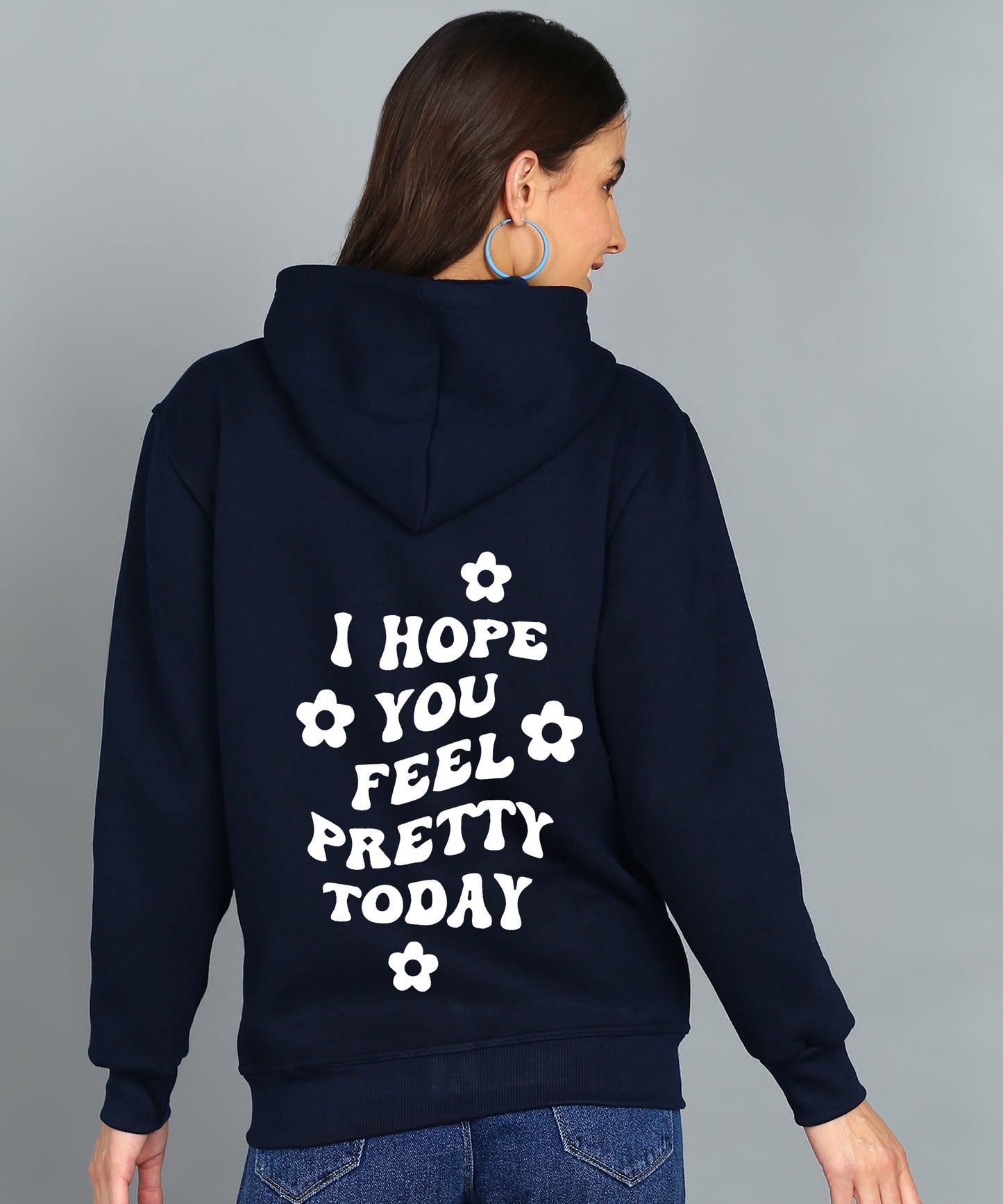 Back Printed Women's Cotton Full Zipper Sweatshirt Hoodies with Kangaroo Pocket Winter Wear Hooded Neck Sweatshirt