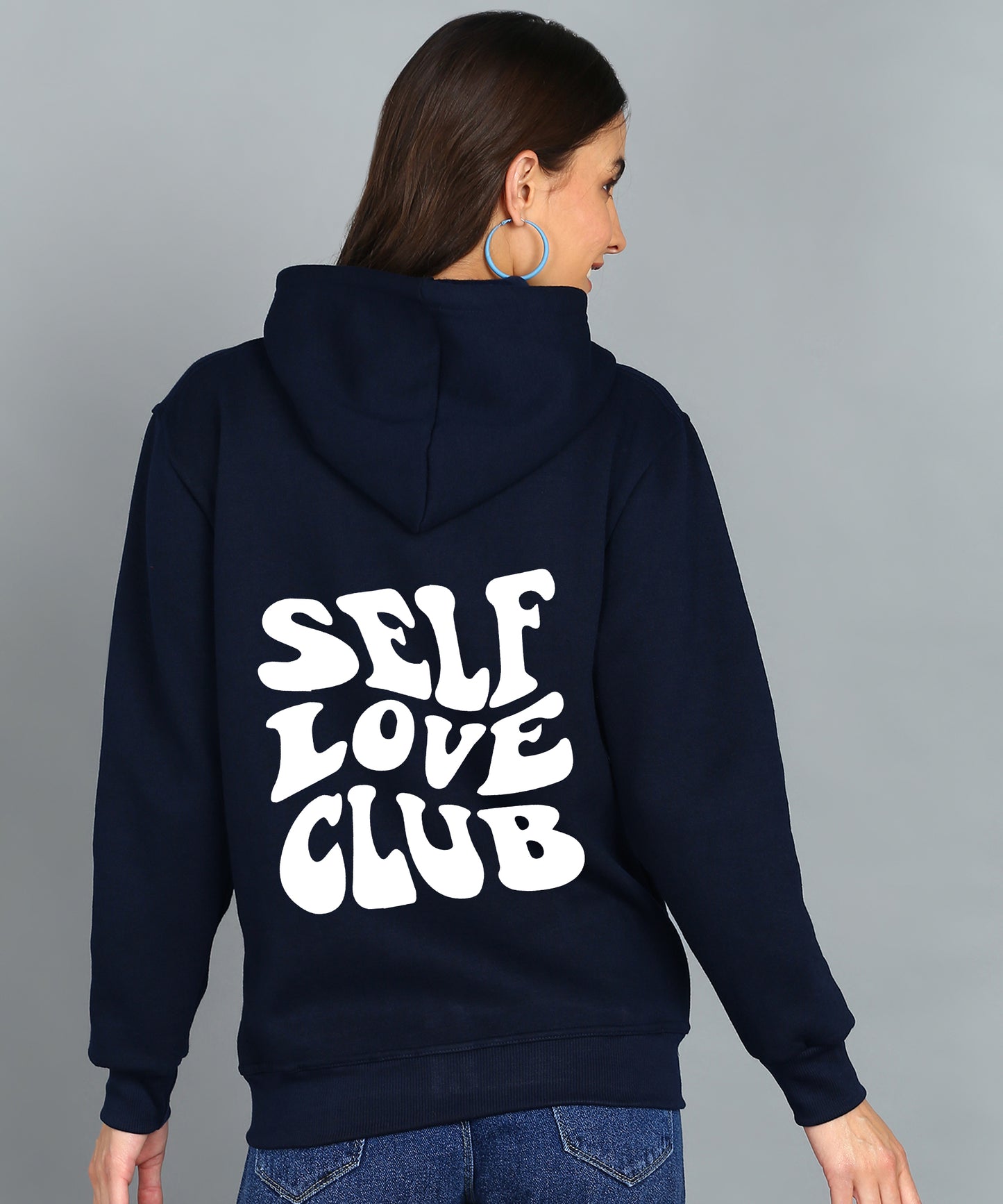Back Printed Women's Cotton Full Zipper Sweatshirt Hoodies with Kangaroo Pocket Winter Wear Hooded Neck Sweatshirt