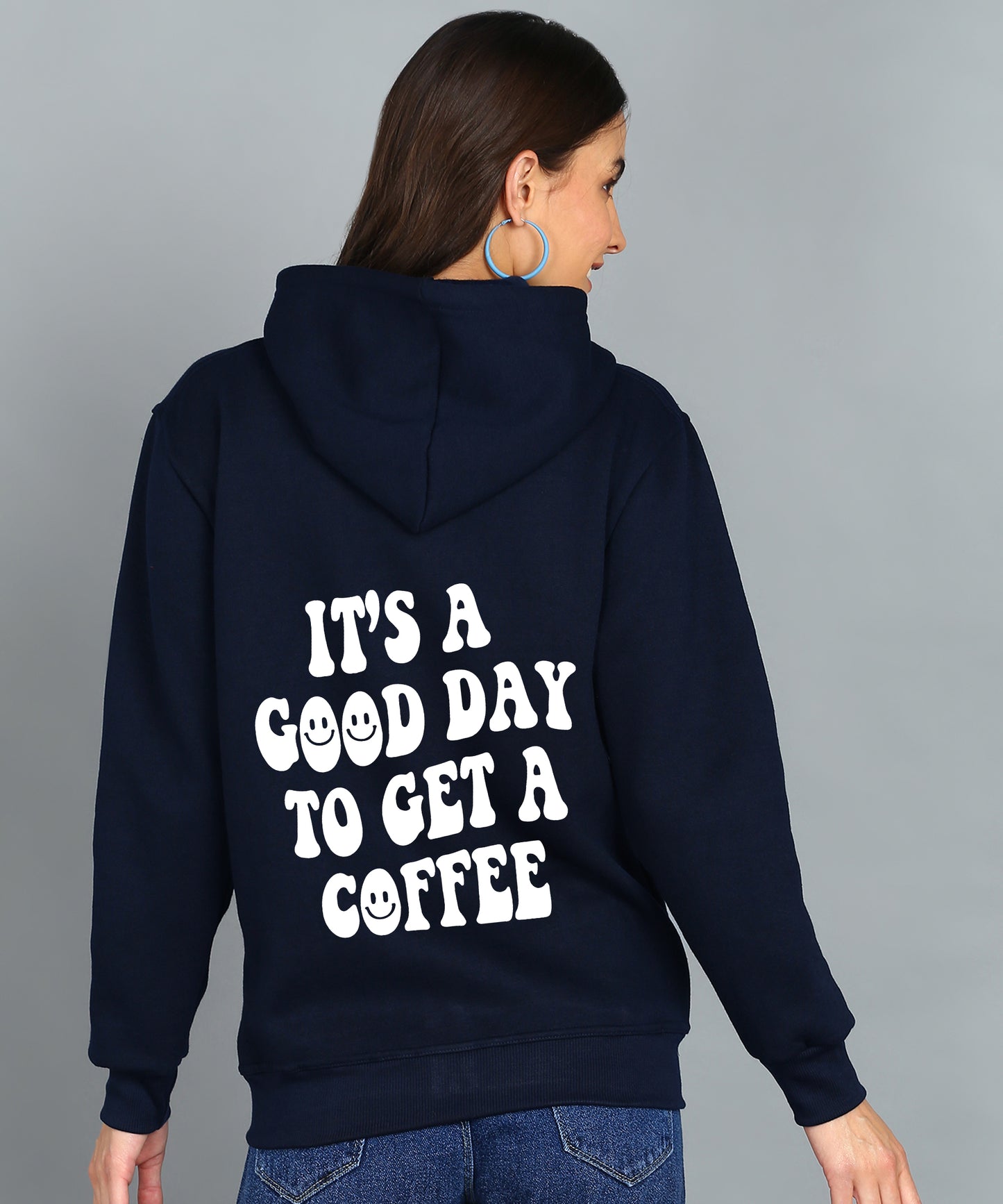 Back Printed Women's Cotton Full Zipper Sweatshirt Hoodies with Kangaroo Pocket Winter Wear Hooded Neck Sweatshirt