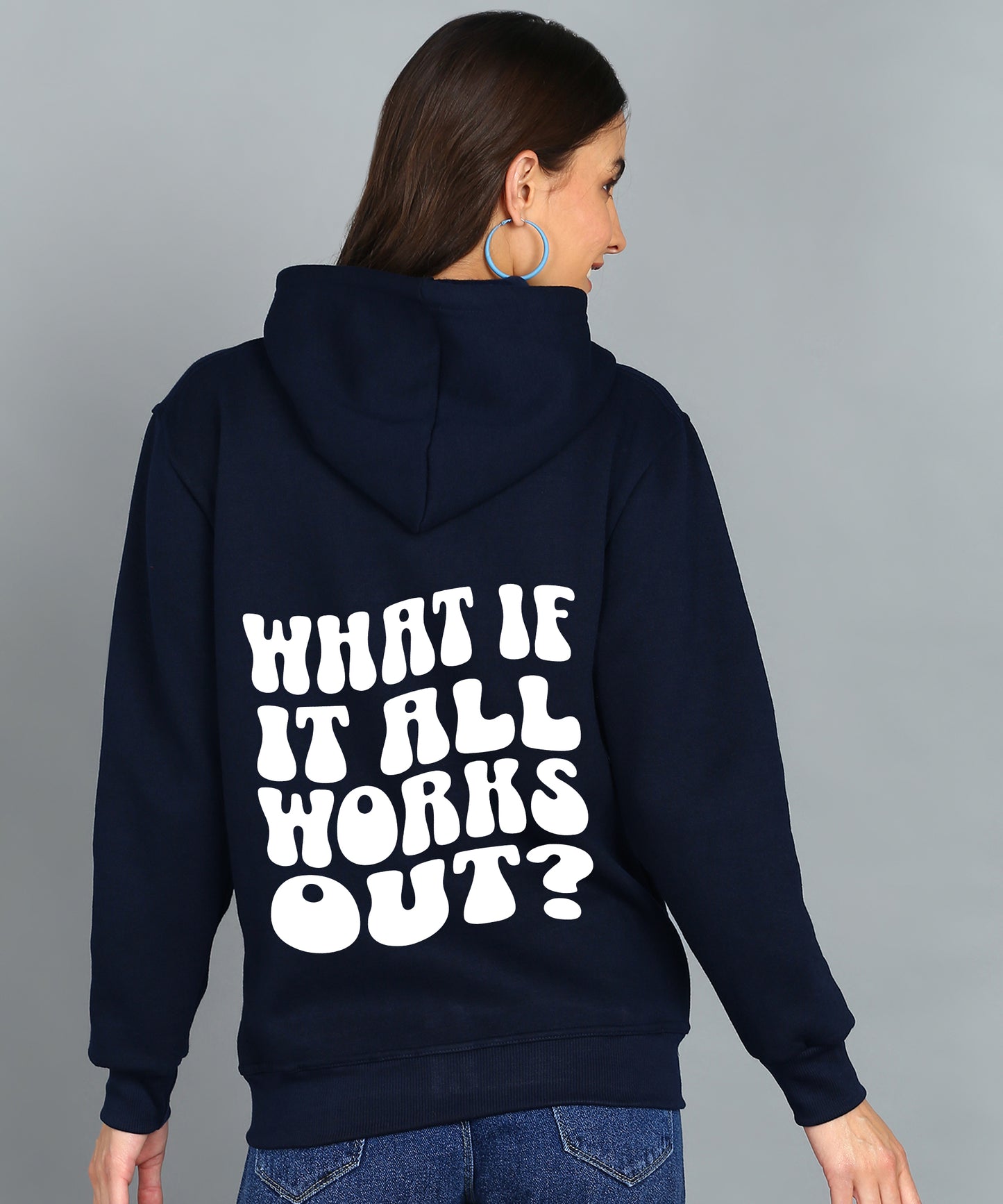 Back Printed Women's Cotton Full Zipper Sweatshirt Hoodies with Kangaroo Pocket Winter Wear Hooded Neck Sweatshirt
