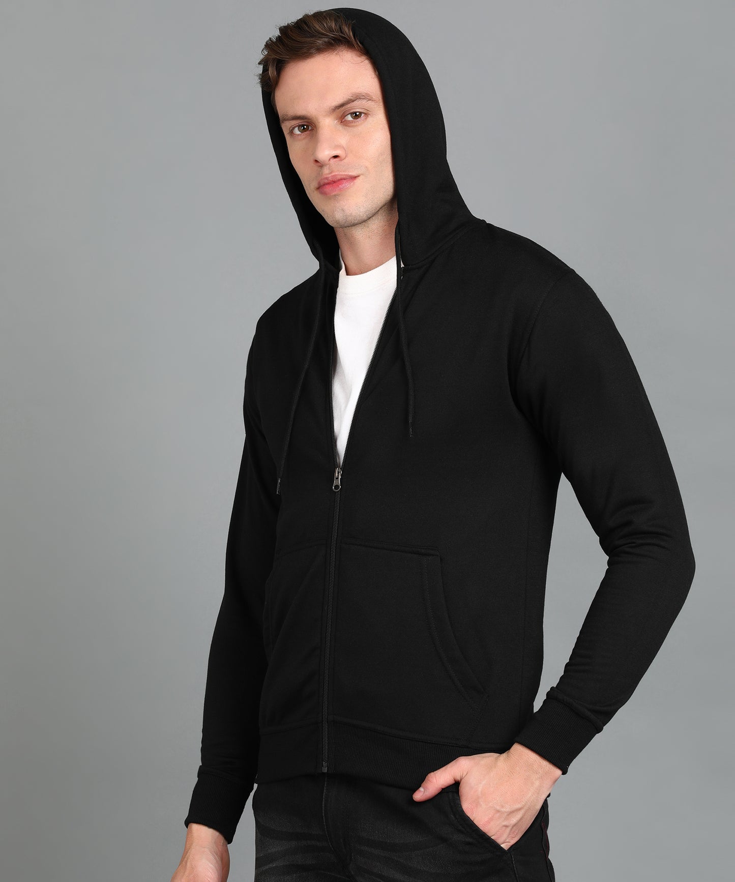 Men’s Plain Comfortable & Stylish Zipper Hooded Hoodie Sweatshirt
