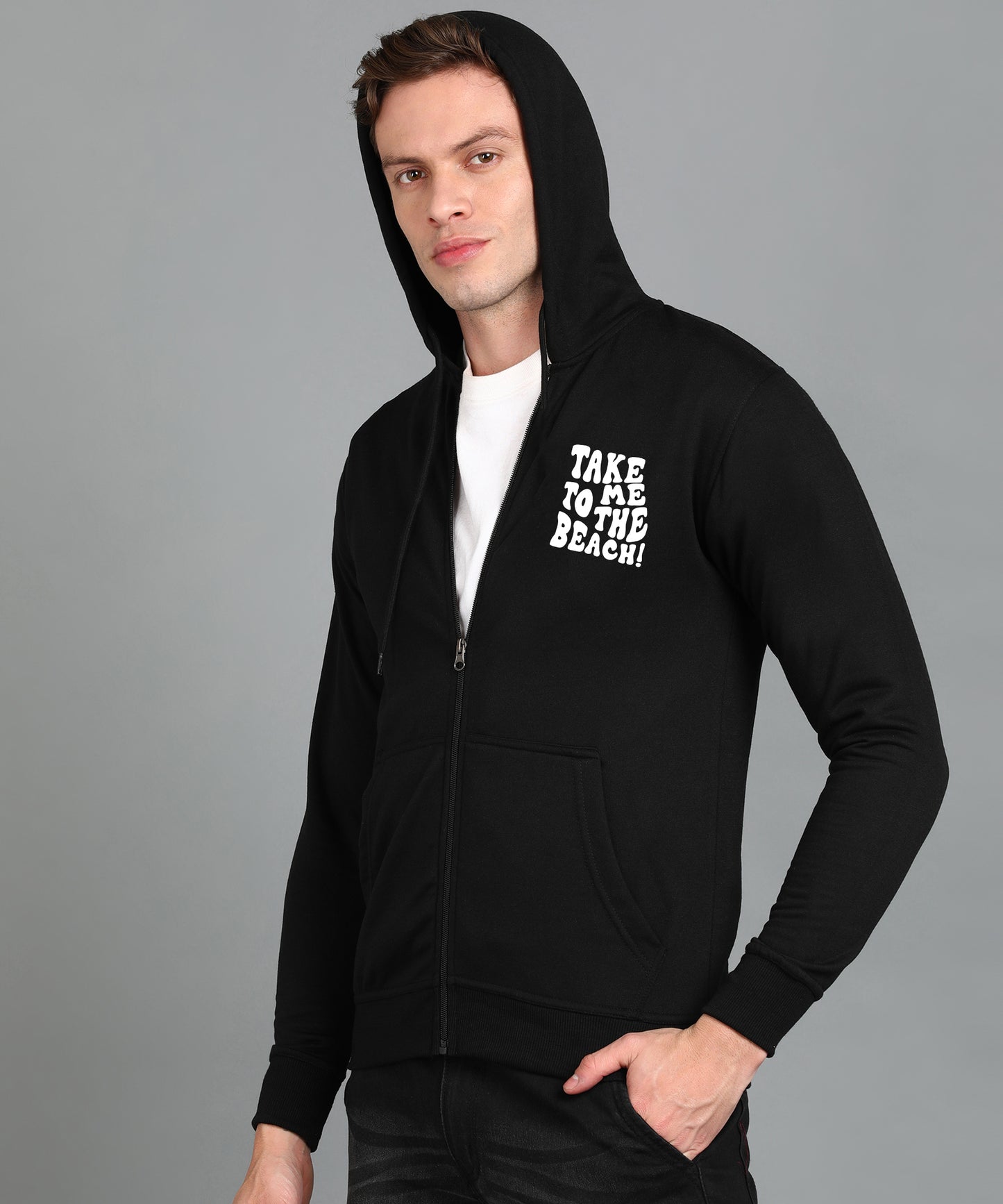 Take Me too The Beach Back Printed Women Hooded Hoodies with 2 Kangaroo Pockets