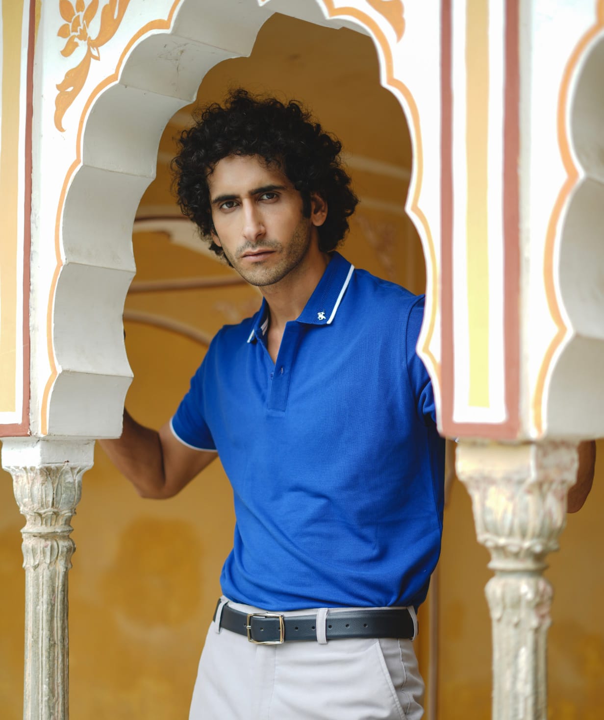 Men Royal Blue Premium Tipping Polo T-shirt