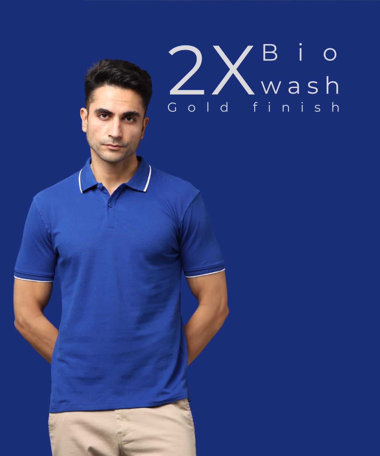 Men Royal Blue Premium Tipping Polo T-shirt