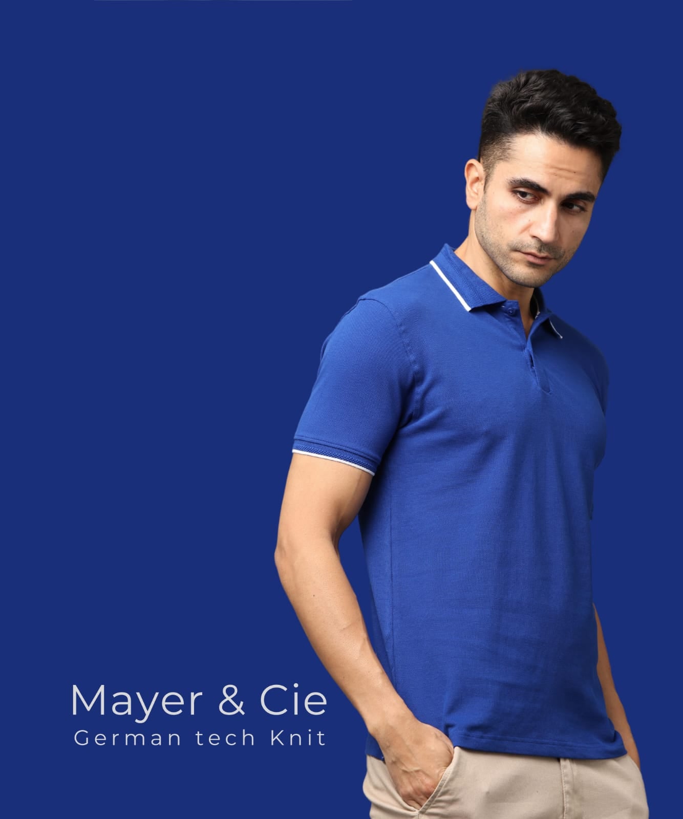 Men Royal Blue Premium Tipping Polo T-shirt