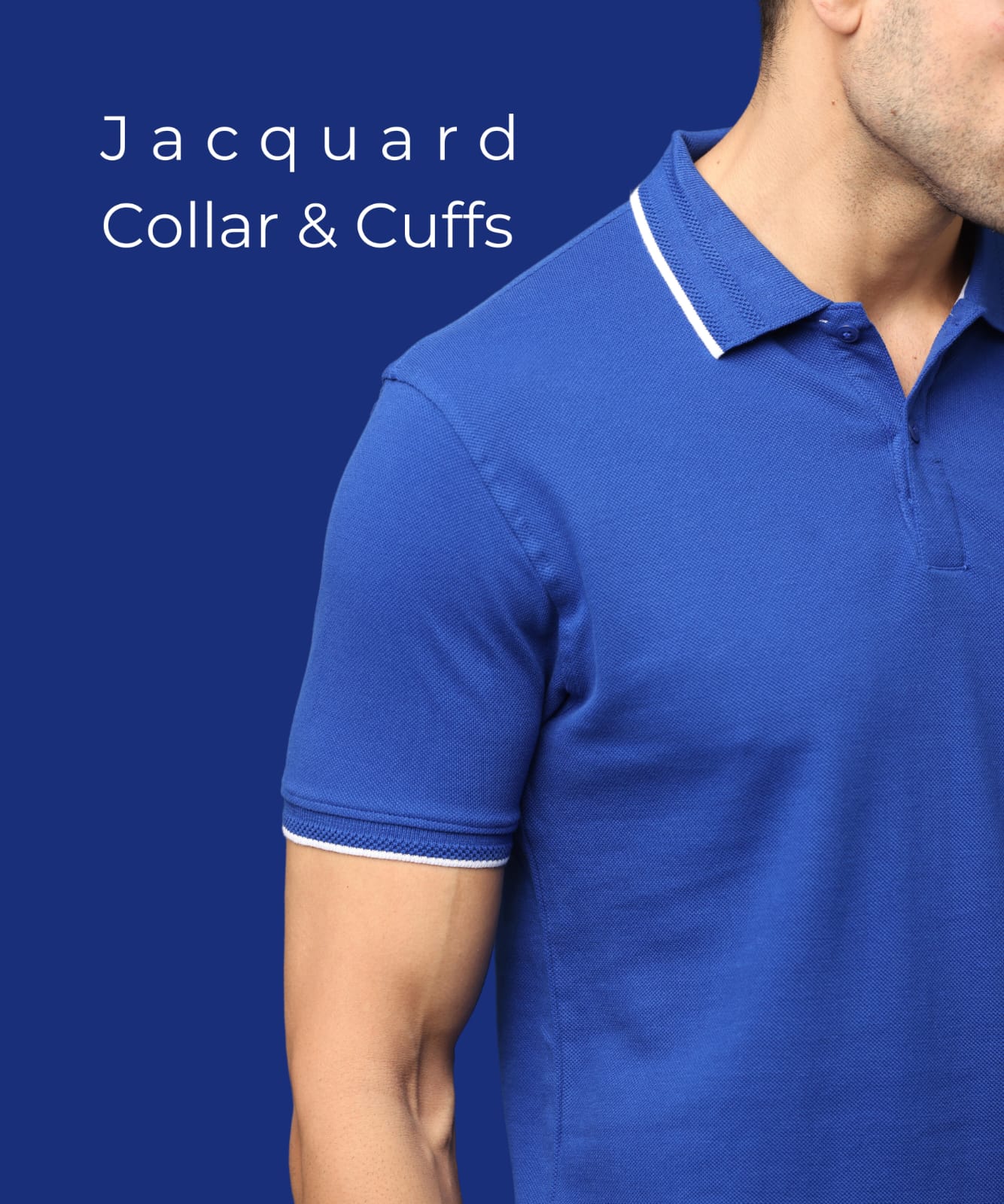 Men Royal Blue Premium Tipping Polo T-shirt