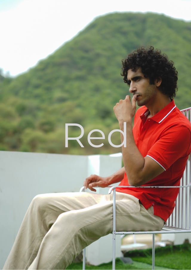 Men Red Premium Tipping Polo T-shirt
