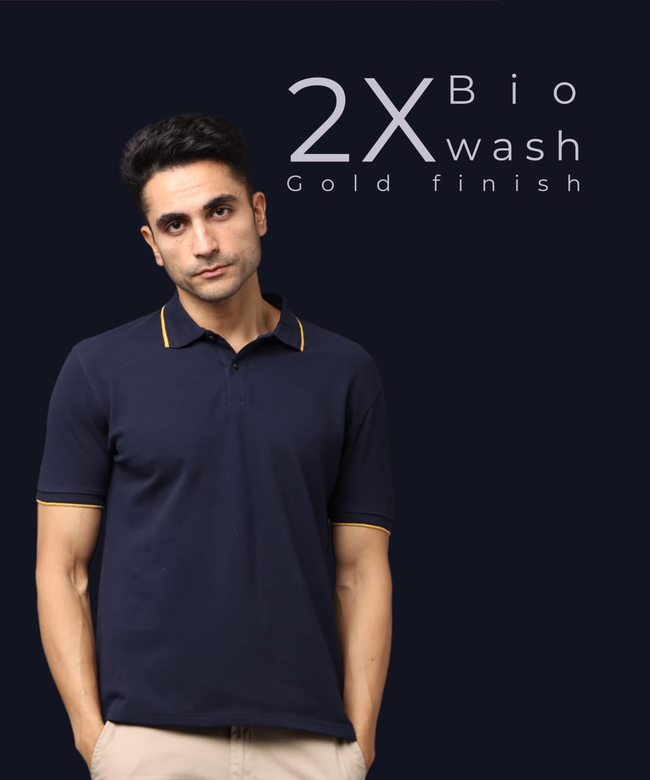 Men Midnight Navy Premium Tipping Polo T-shirt