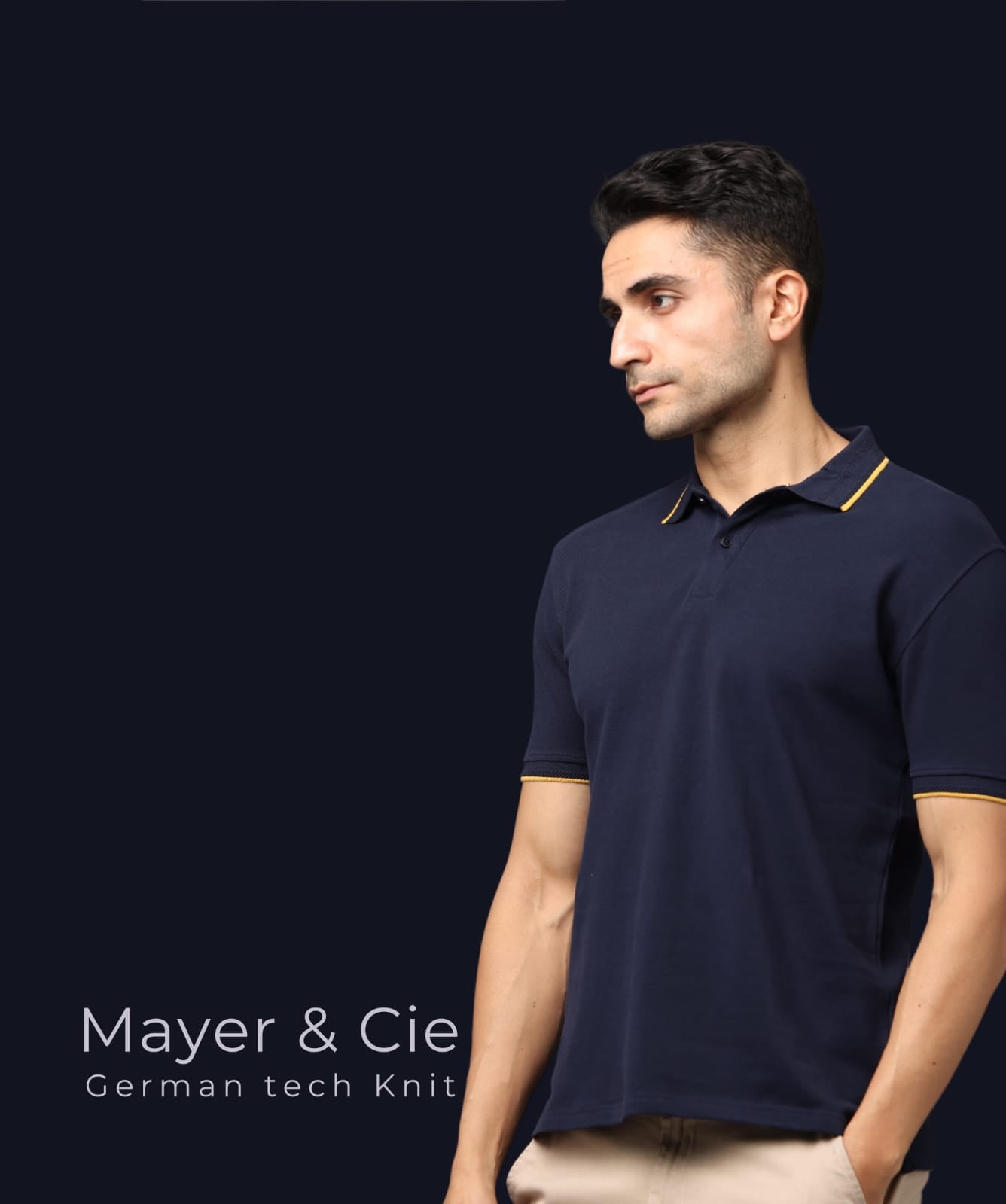 Men Midnight Navy Premium Tipping Polo T-shirt