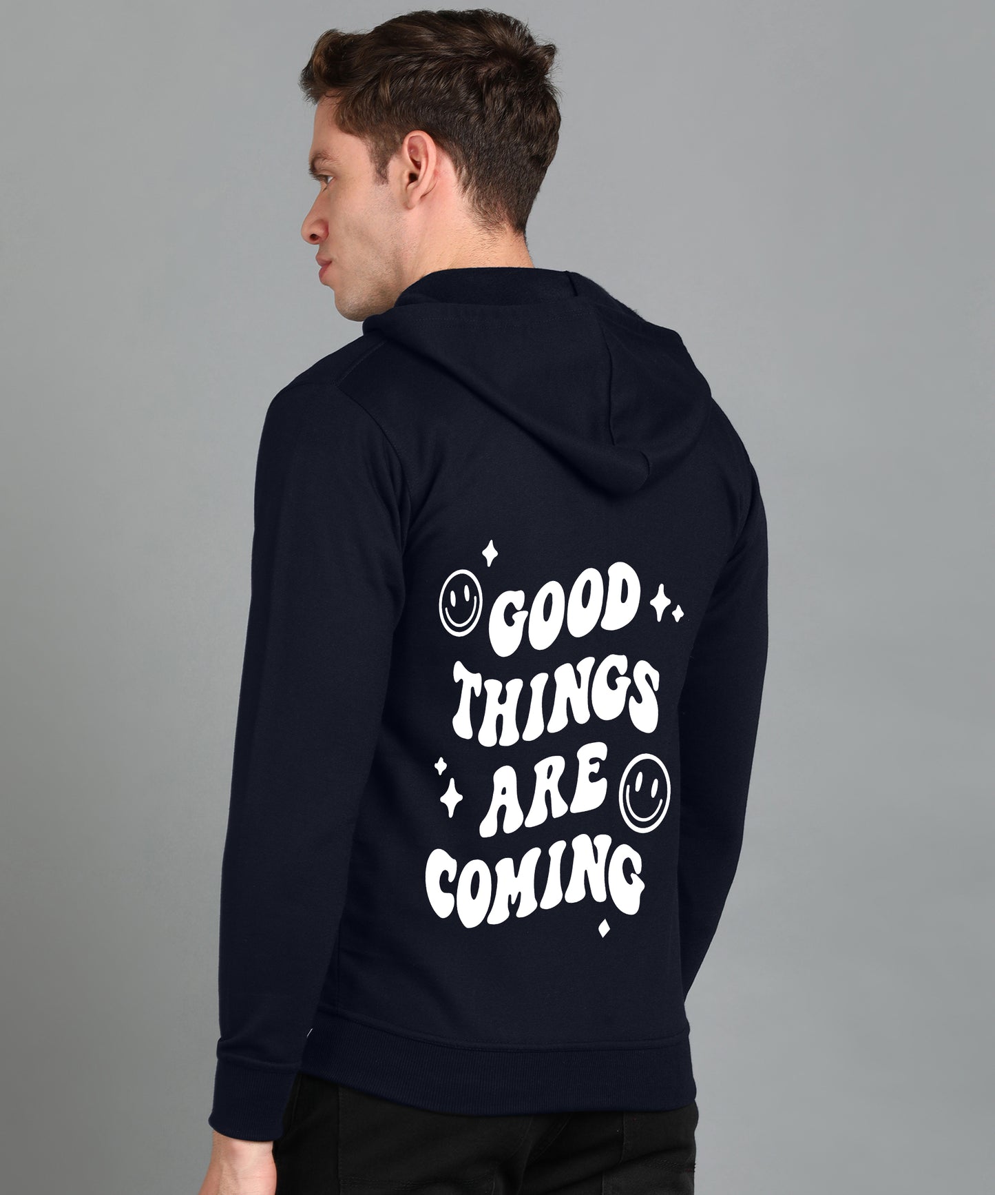 Good Things Are Coming Men's Zipper Hooded Hoodie